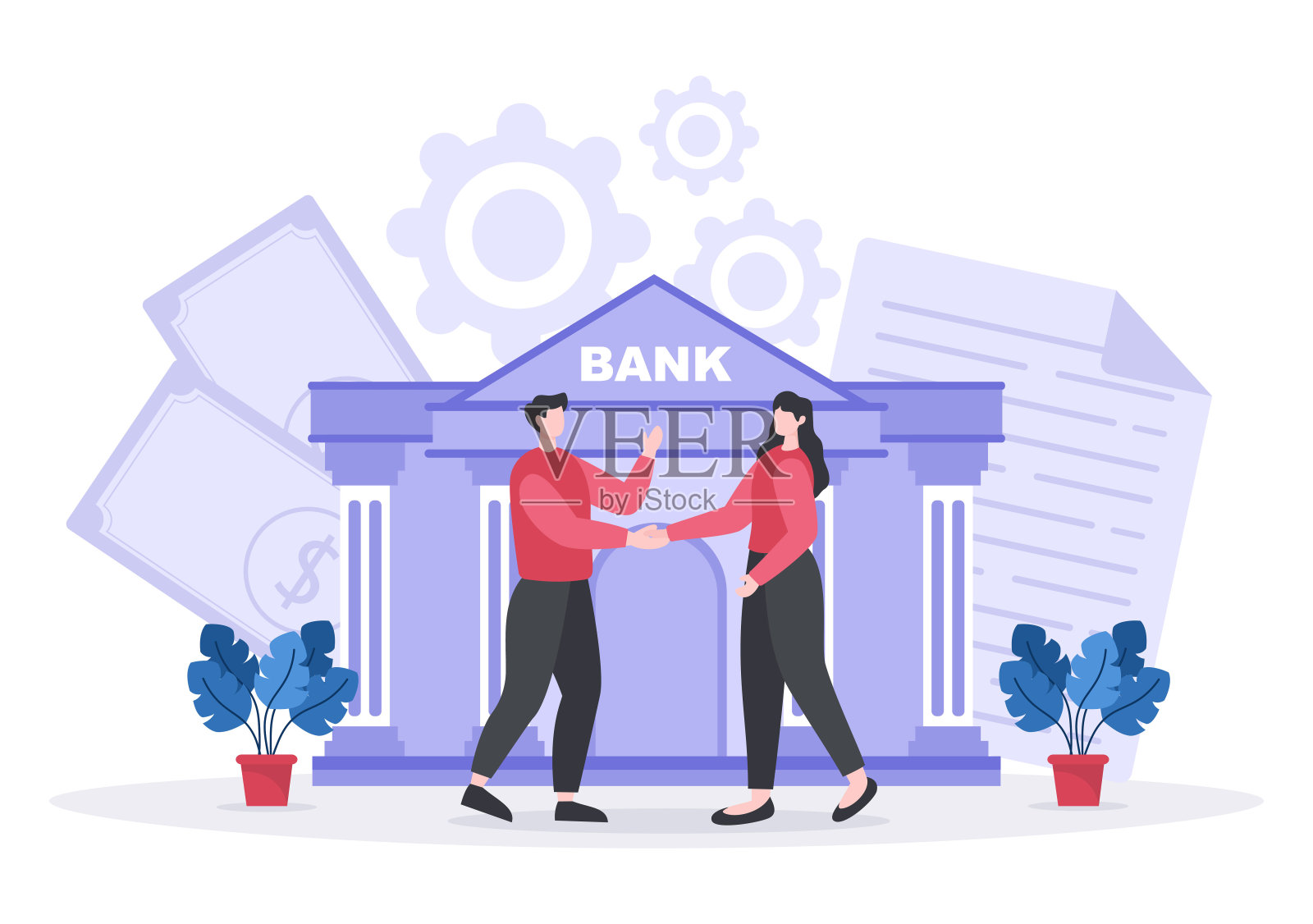 抵押贷款债务工具,由房地产资产,如房地产服务,租金,购买房屋或拍卖房子担保。背景矢量图插画图片素材