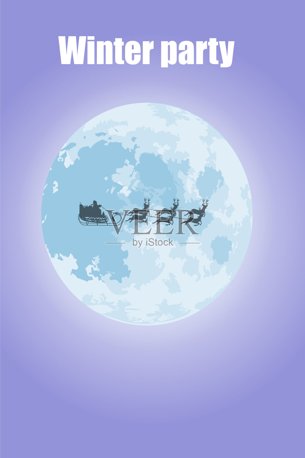 平面向量插图。
圣诞老人在月亮下飞翔。冬天的时间,冬天的主题上的背景图案。海报,封面,传单,横幅的理想背景。插画图片素材