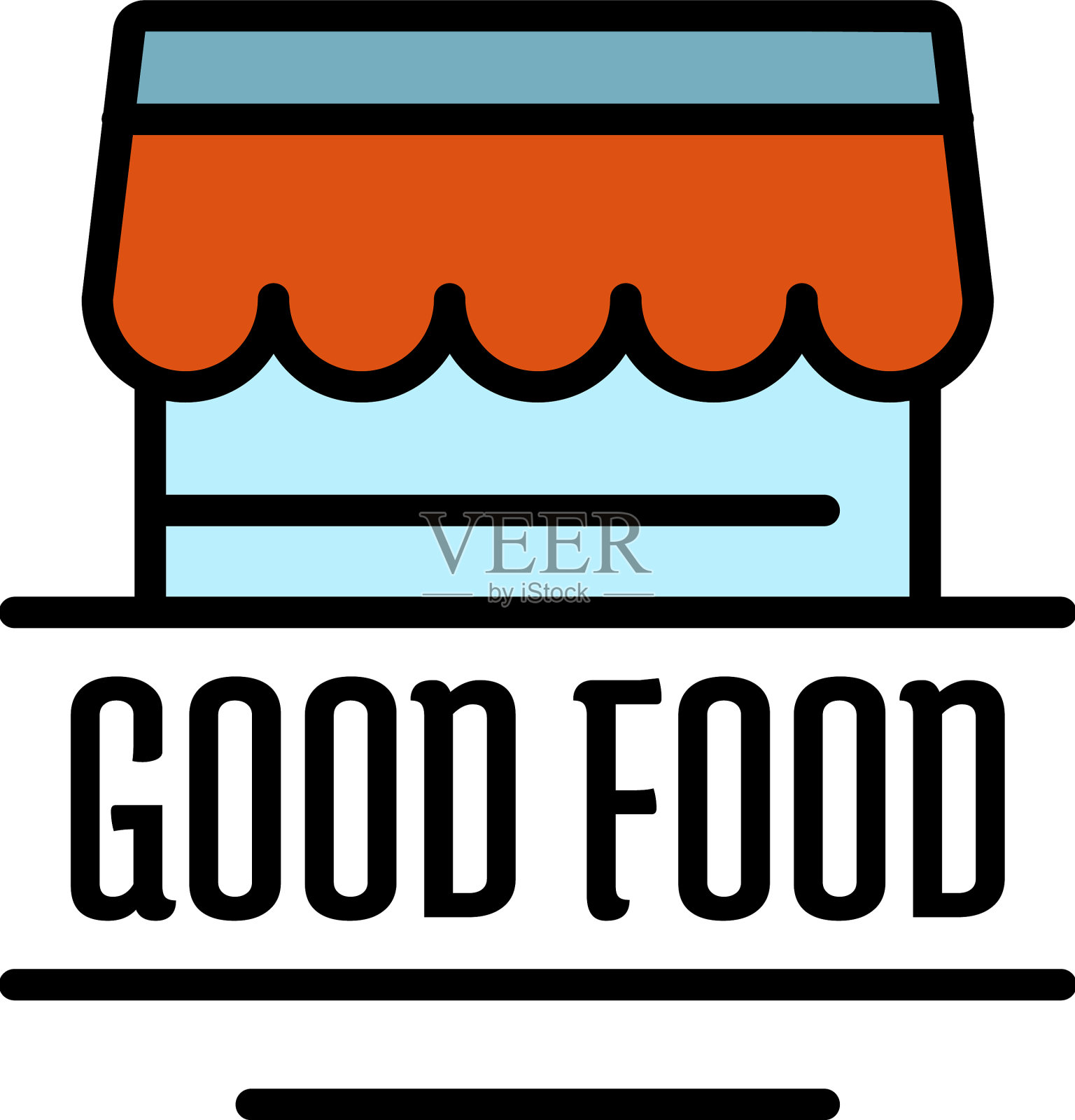 好的食品标志轮廓风格插画图片素材