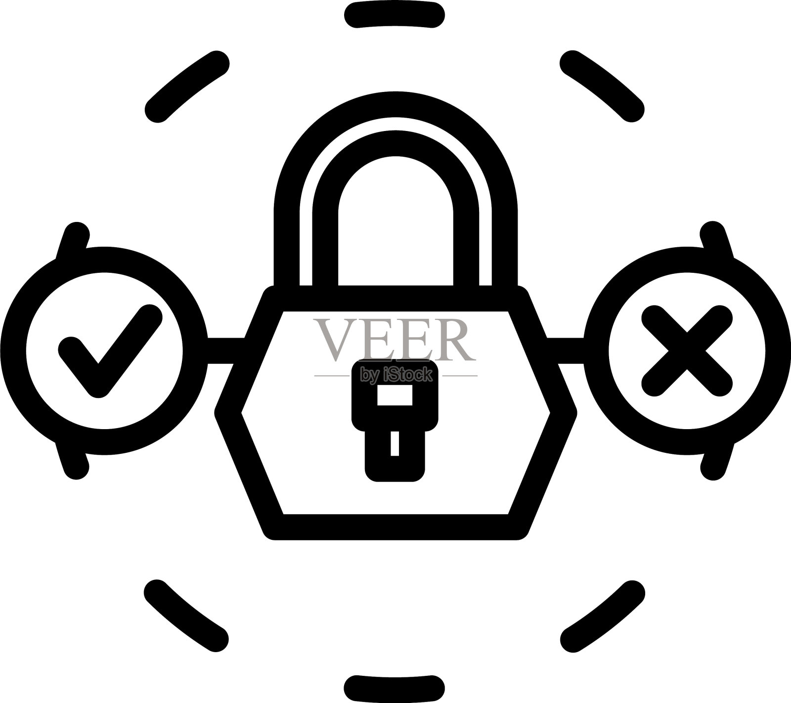 挂锁代码图标大纲登录短信插画图片素材