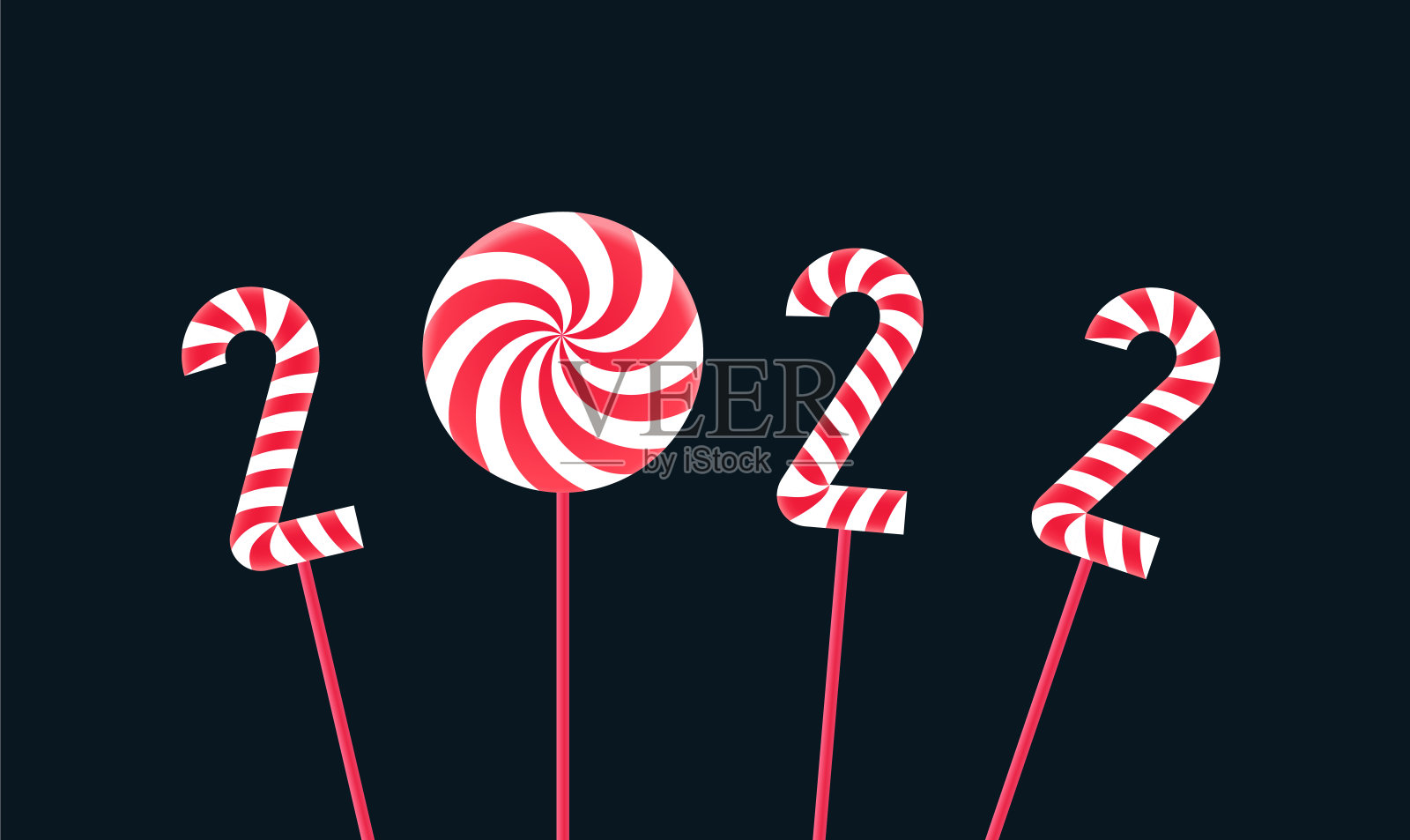 2022的数字就像糖果或拐杖糖一样。插画图片素材