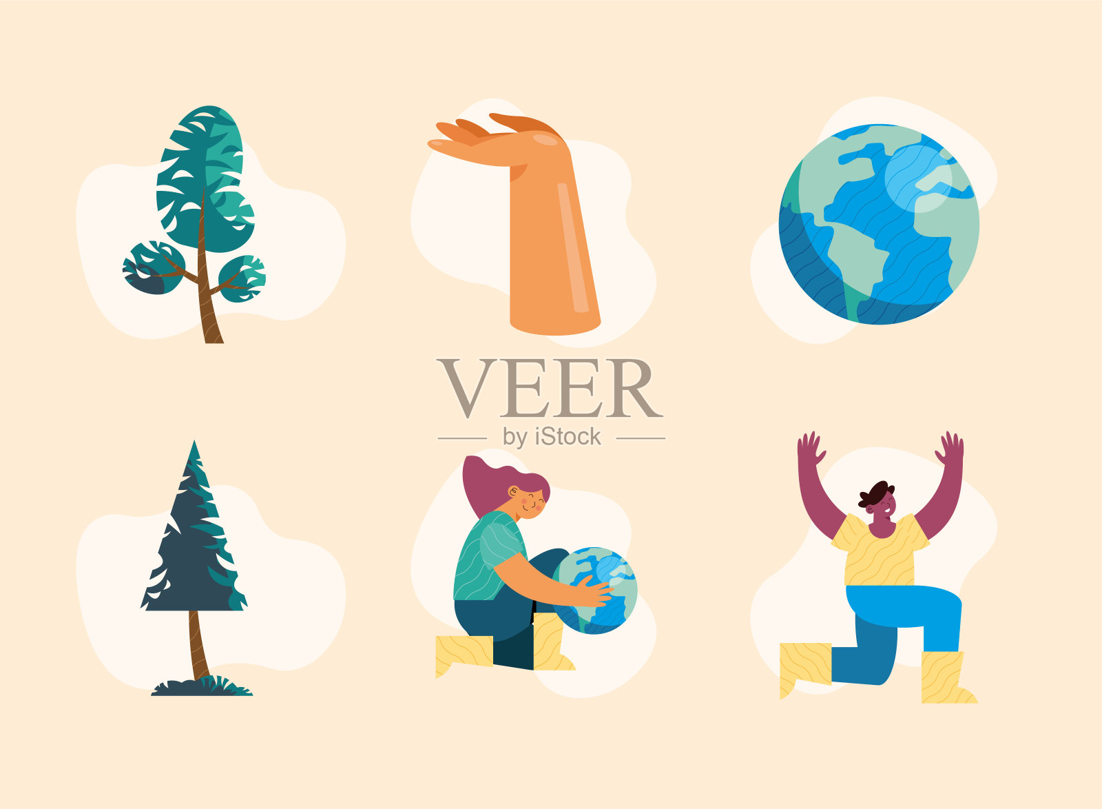 环境自然六图标插画图片素材