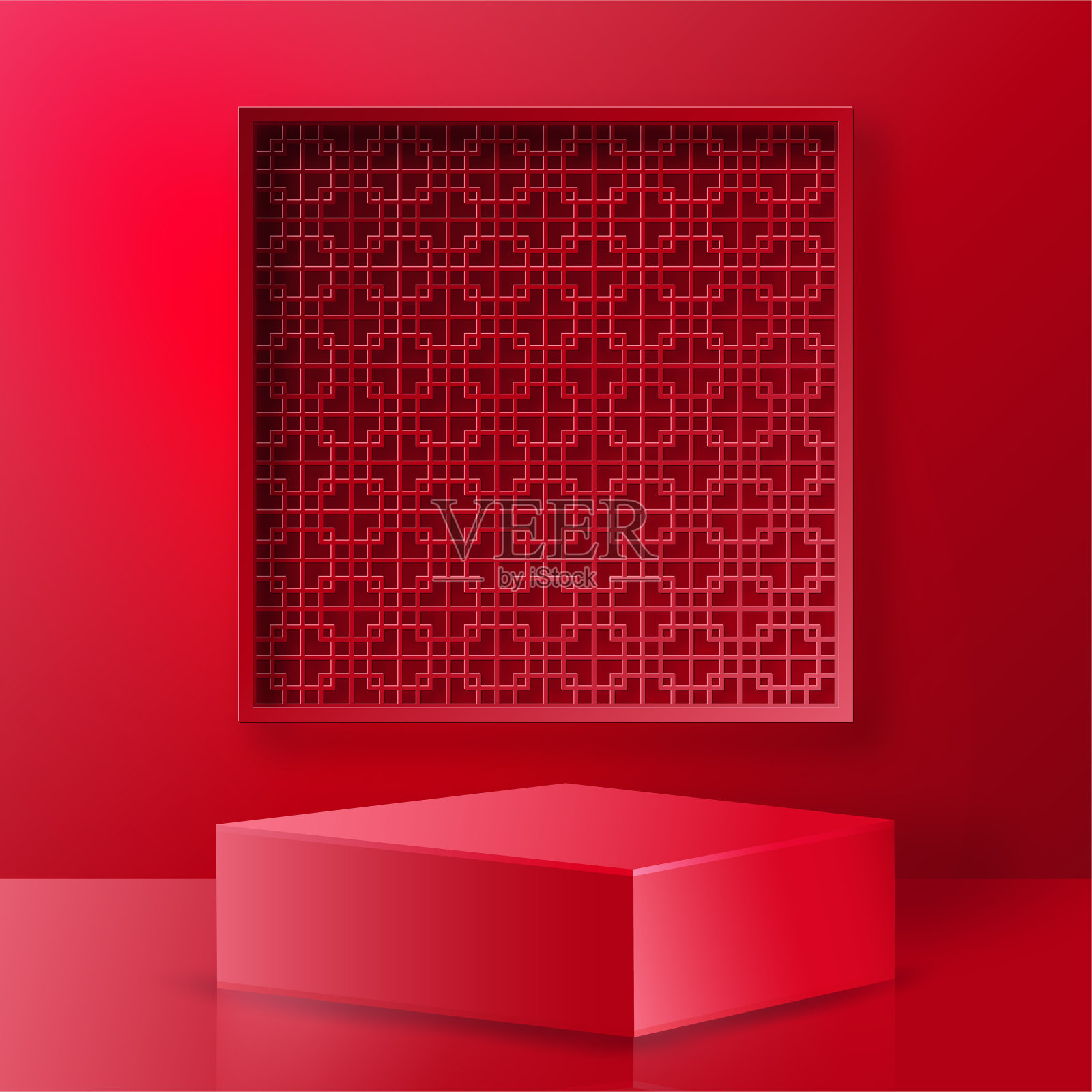 讲台圆舞台中式风格喜庆春节插画图片素材