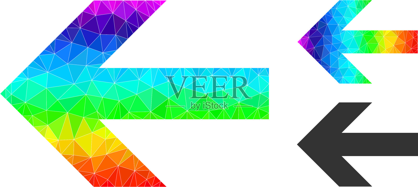 多边形箭头左图标与彩虹插画图片素材