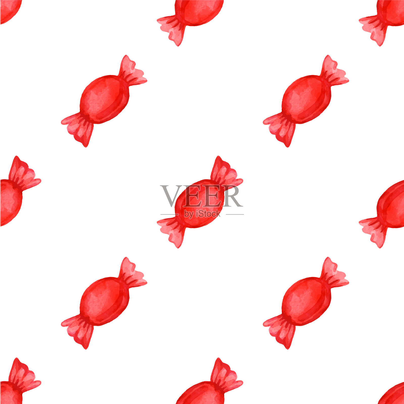 节日无缝模式与糖果在红色包装。设计元素图片