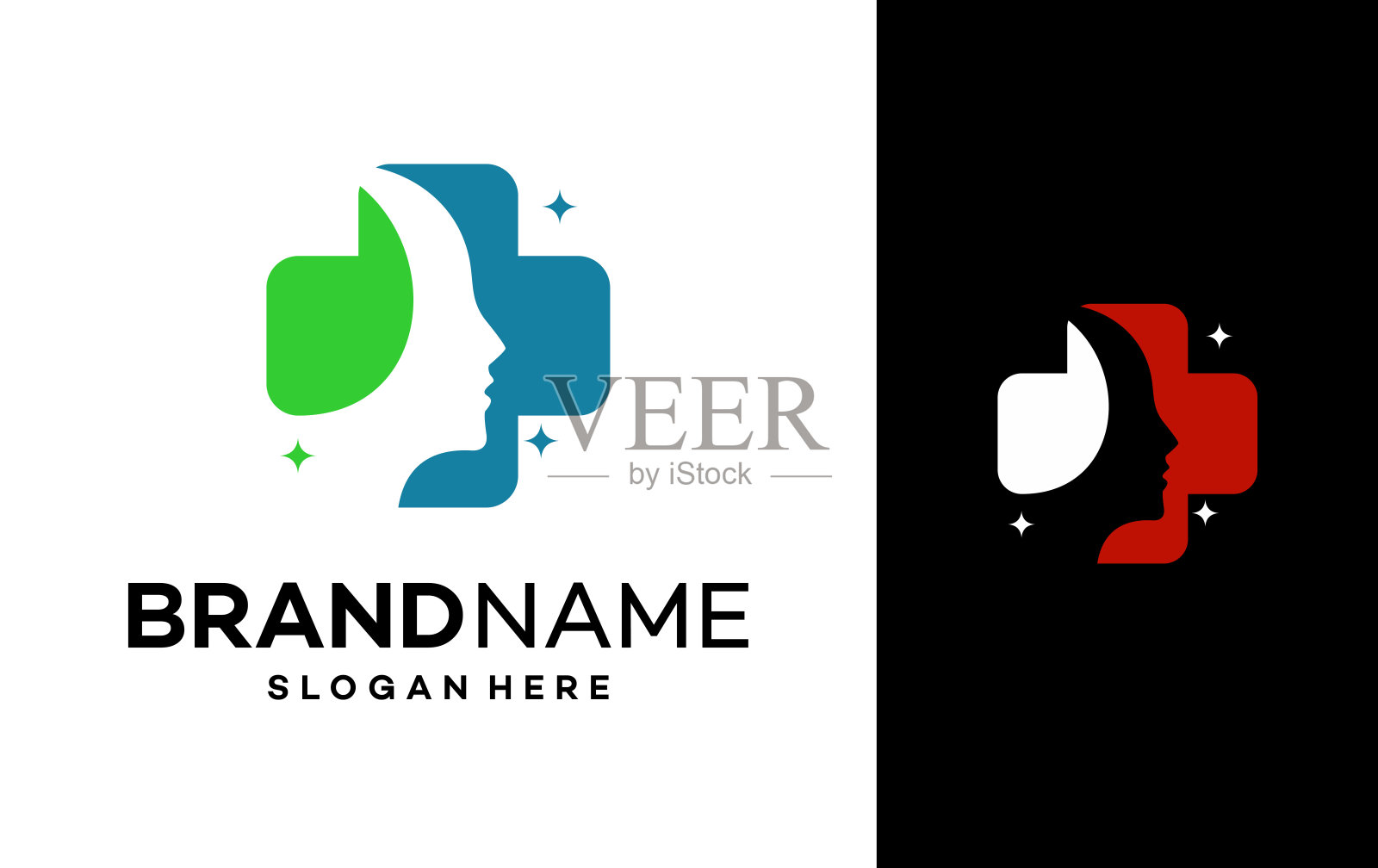 头部健康医疗标志模板设计矢量插画图片素材