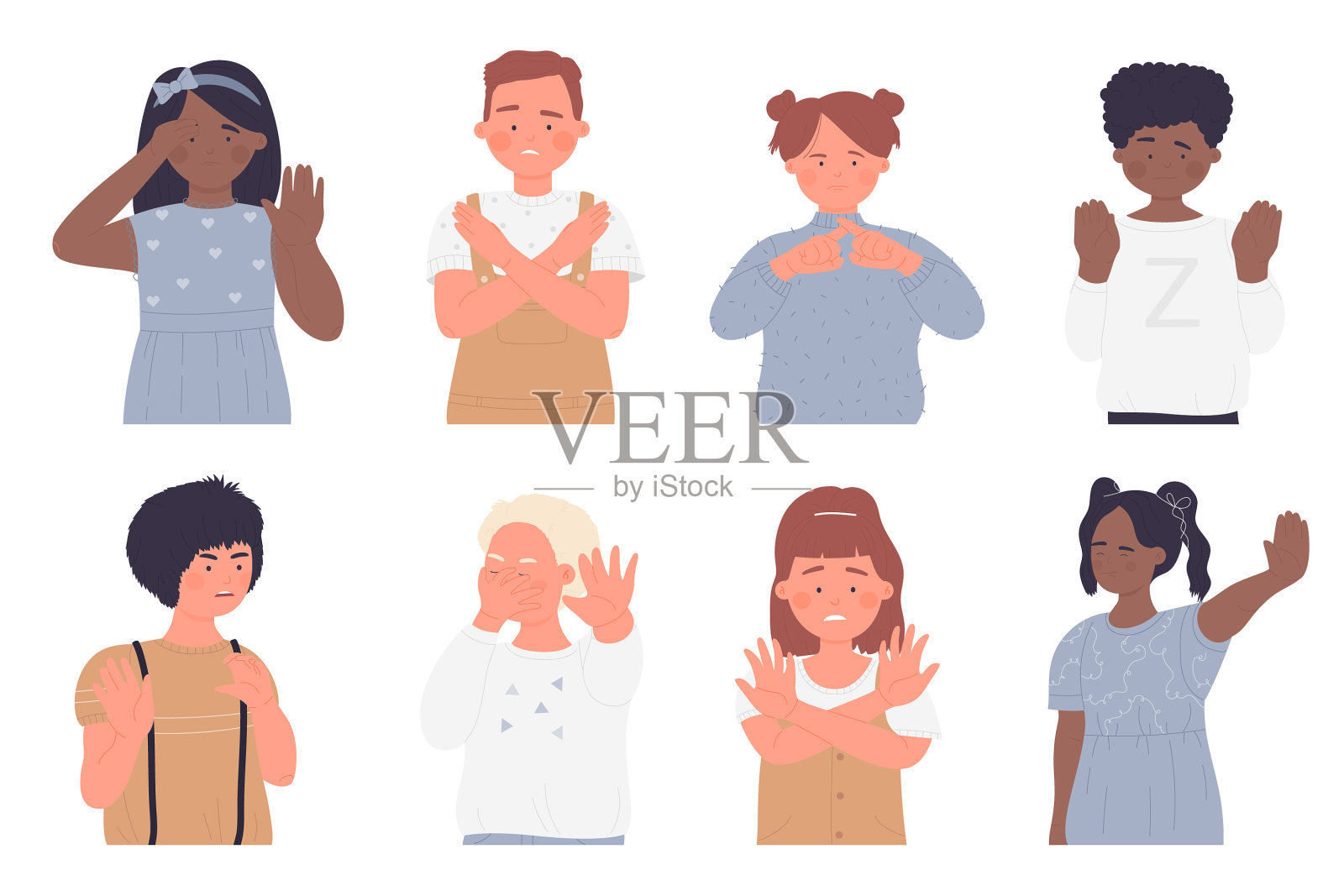 孩子们停止孤立的姿势和手势插画图片素材