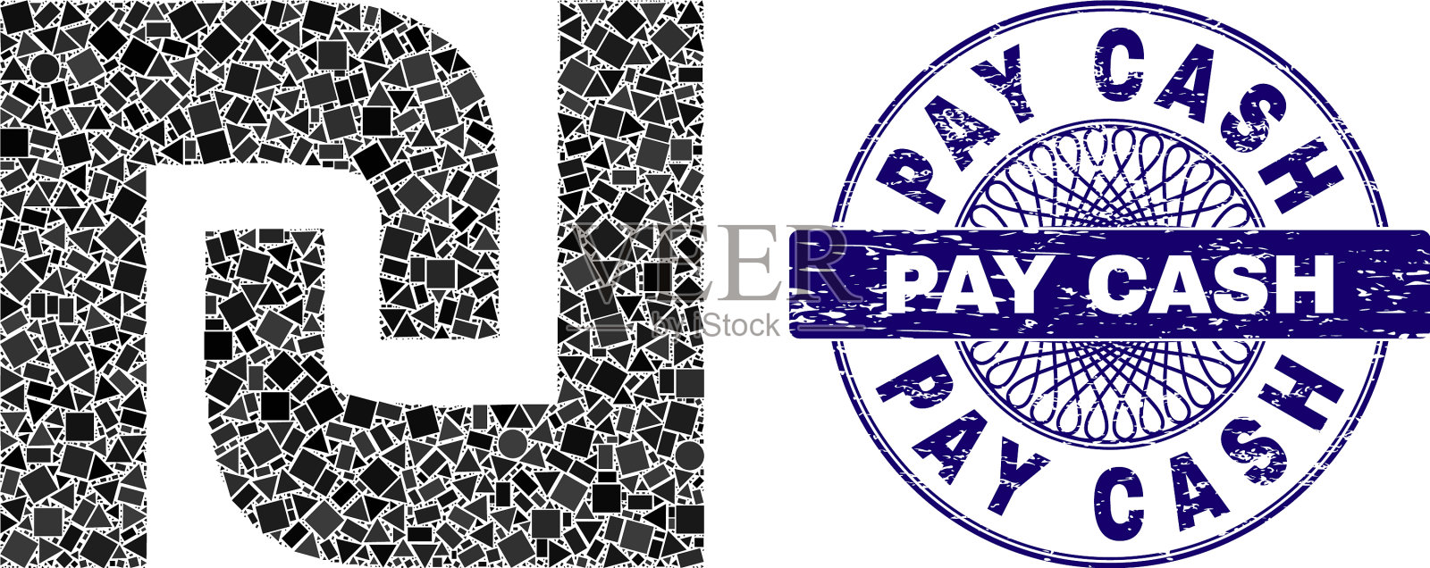 橡胶支付现金印章和几何以色列谢克尔插画图片素材