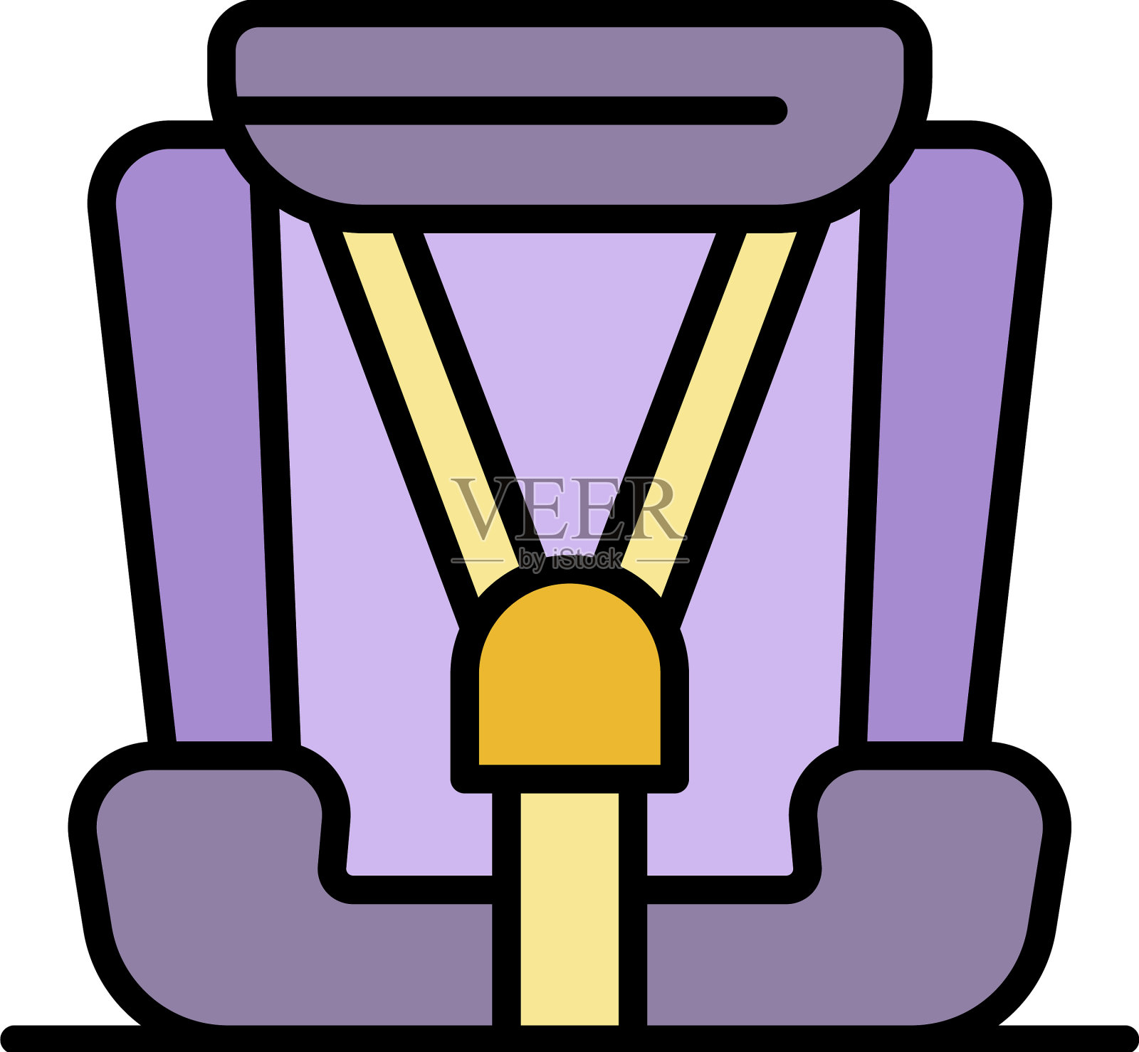 现代婴儿汽车座椅图标颜色轮廓插画图片素材