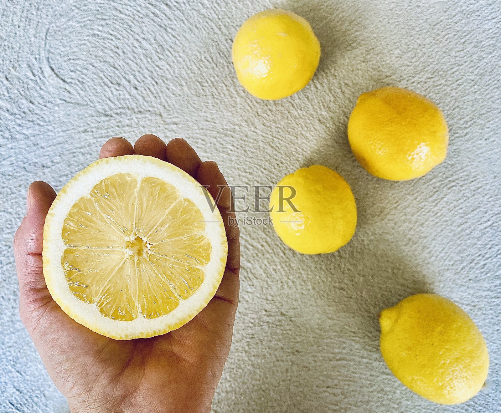 新鲜采摘的柠檬从柑橘树照片摄影图片