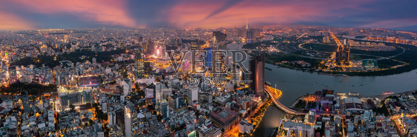胡志明市日落天际线全景照片照片摄影图片