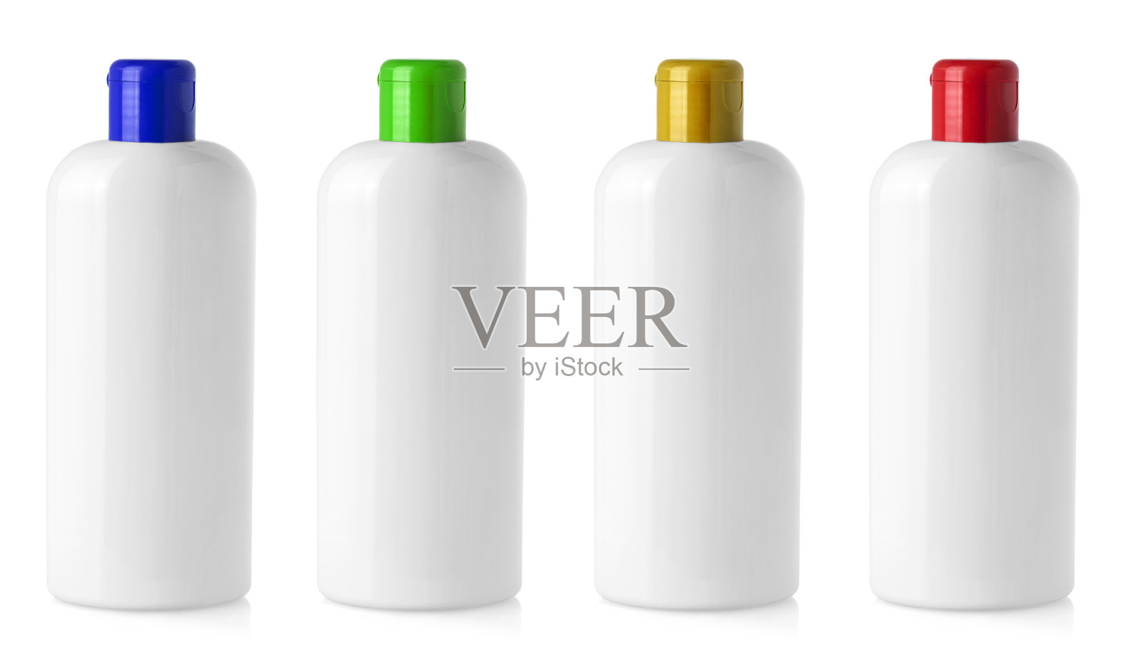 白色的空白塑料瓶被隔离在白色背景上。近距离照片摄影图片