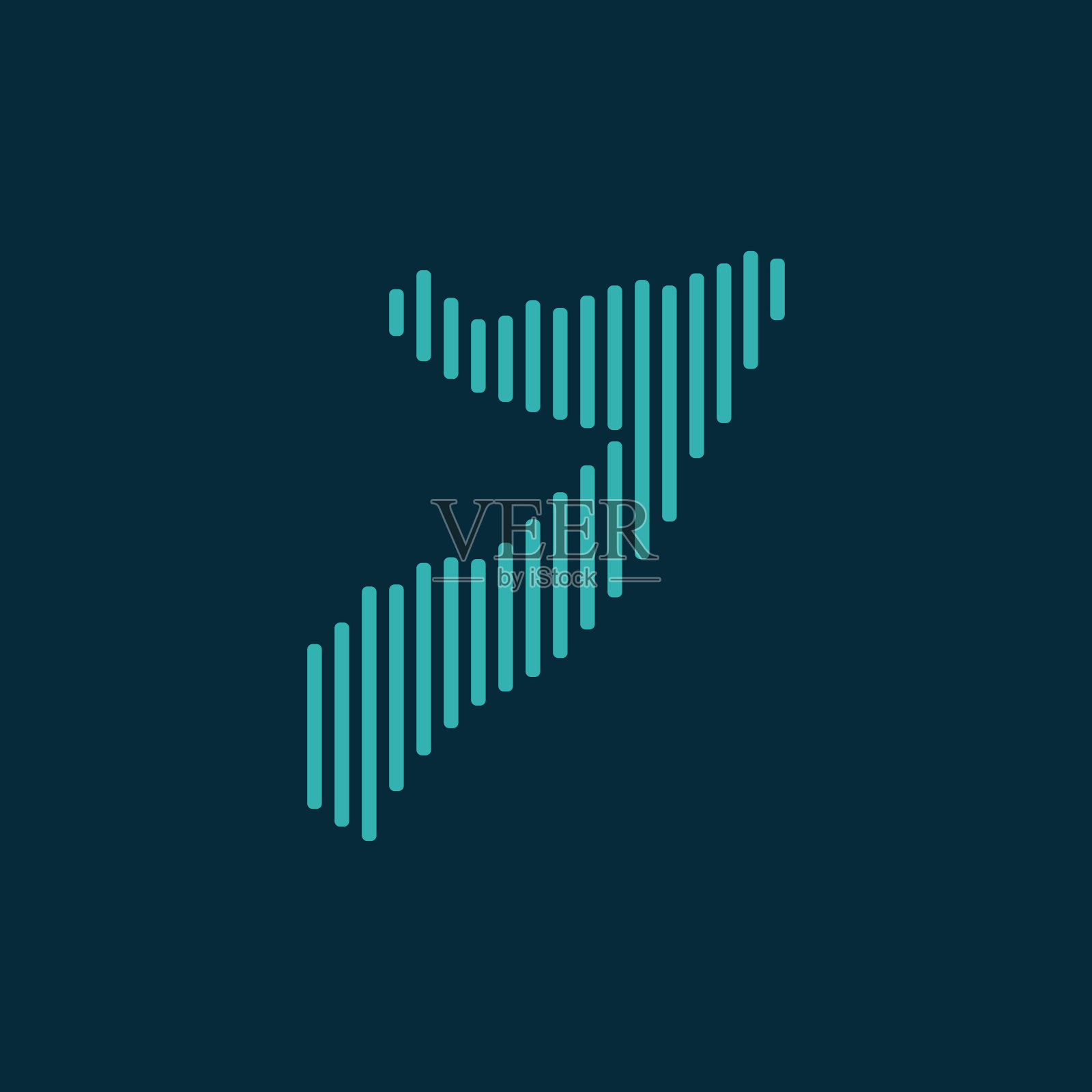 向量抽象的索马里地图与蓝色的直圆线孤立在靛蓝色的背景。插画图片素材