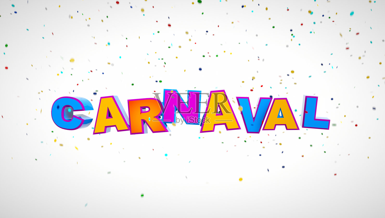 五彩缤纷的狂欢节标志与五彩纸屑。里约热内卢里约热内卢假日。照片摄影图片