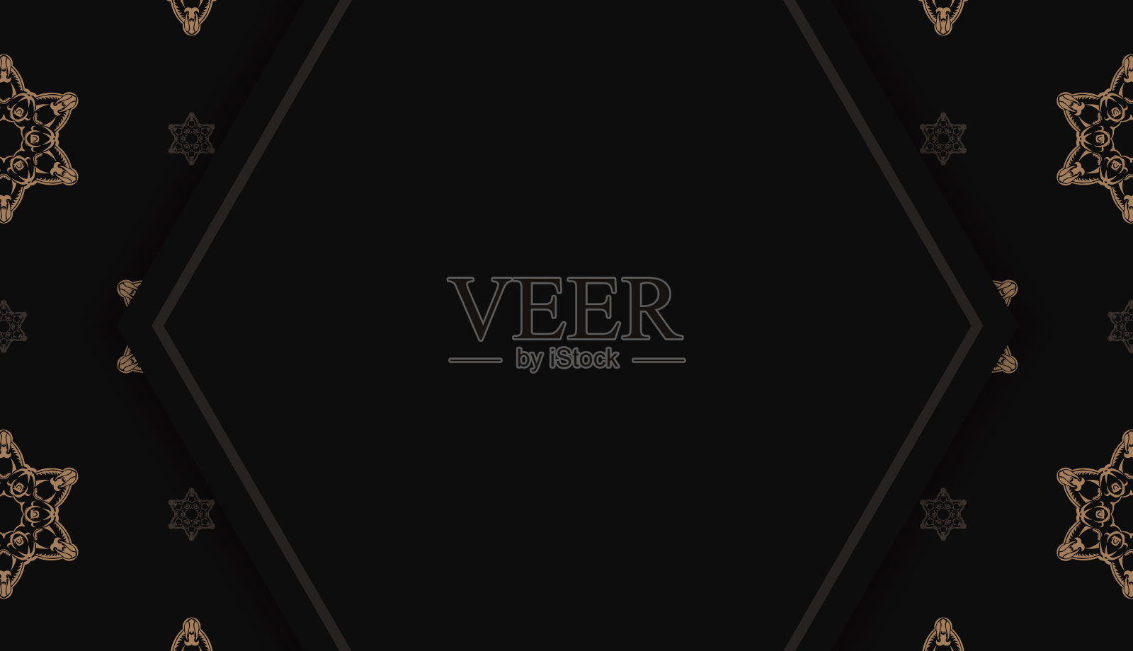 黑色背景与印度棕色图案和标志空间插画图片素材