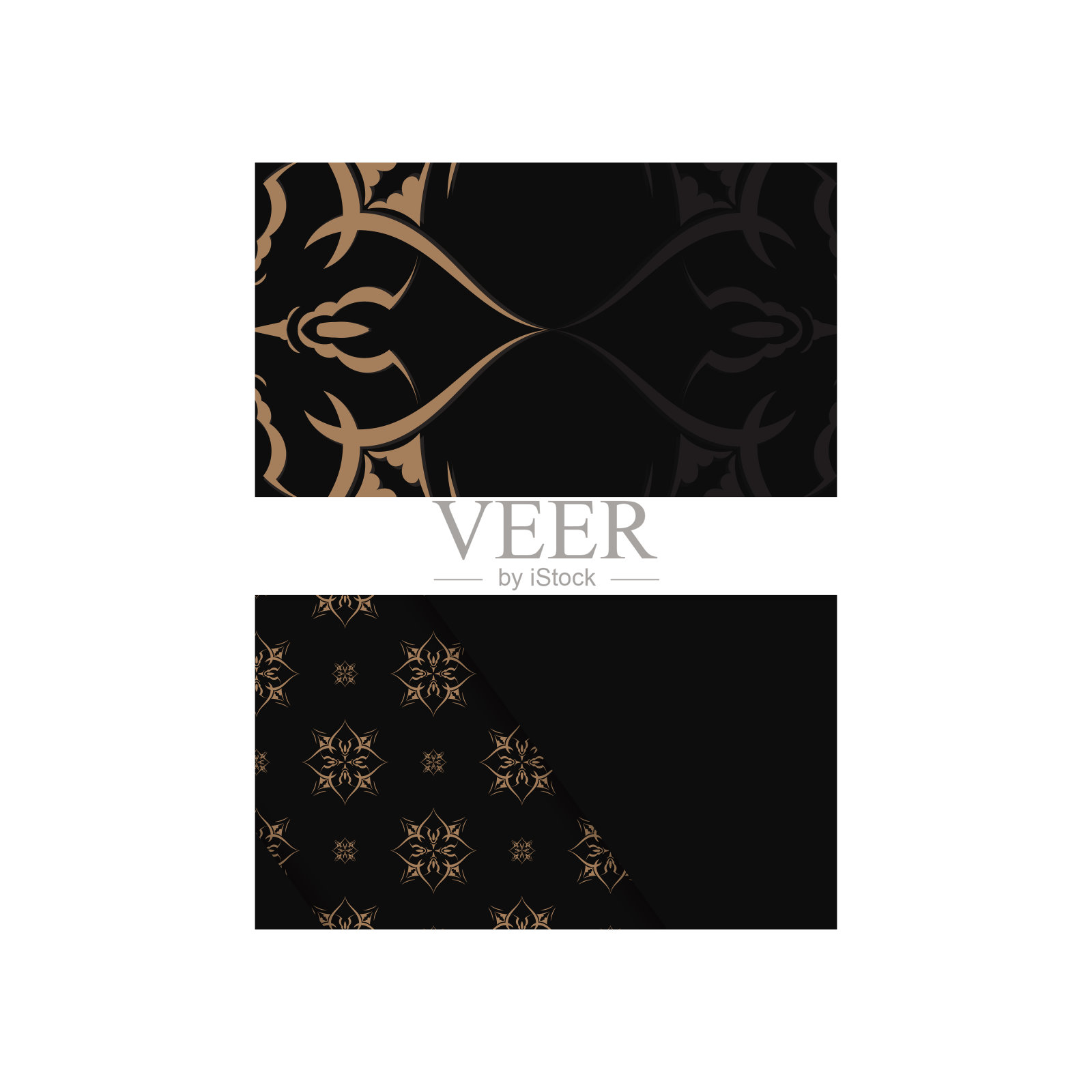 黑色名片与豪华的棕色图案为您的个性。插画图片素材