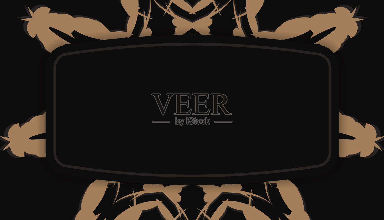 黑色旗帜模板与复古的棕色图案的标志设计插画图片素材