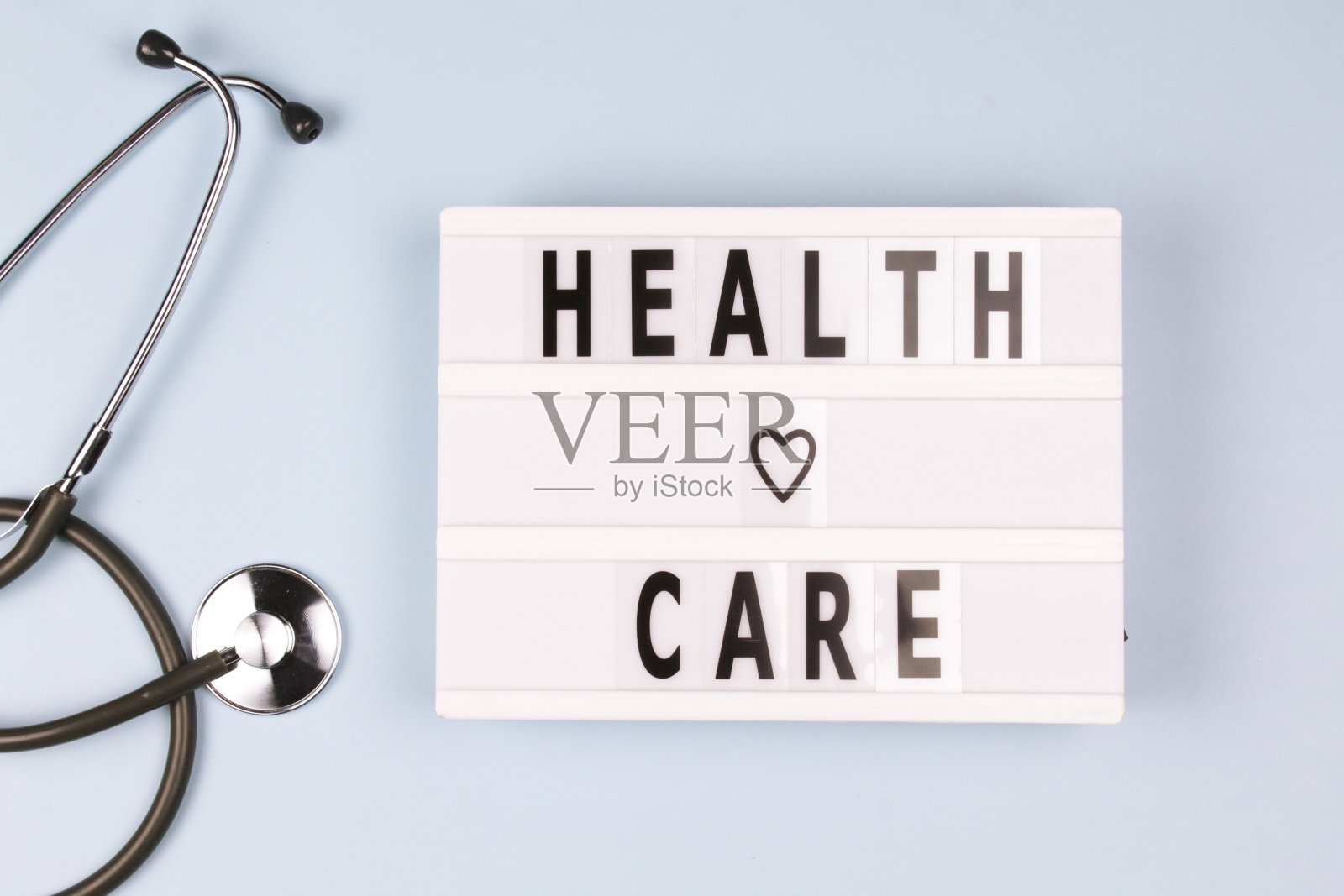 创意顶视图平铺灯箱与文本医疗保健照片摄影图片