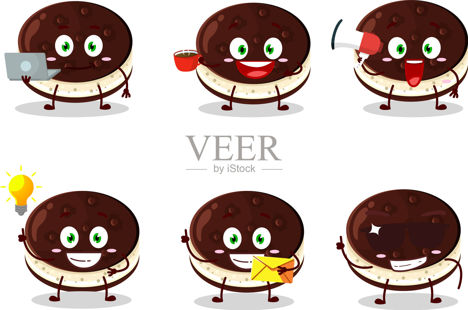 巧克力铜锣烧卡通人物各种各样插画图片素材