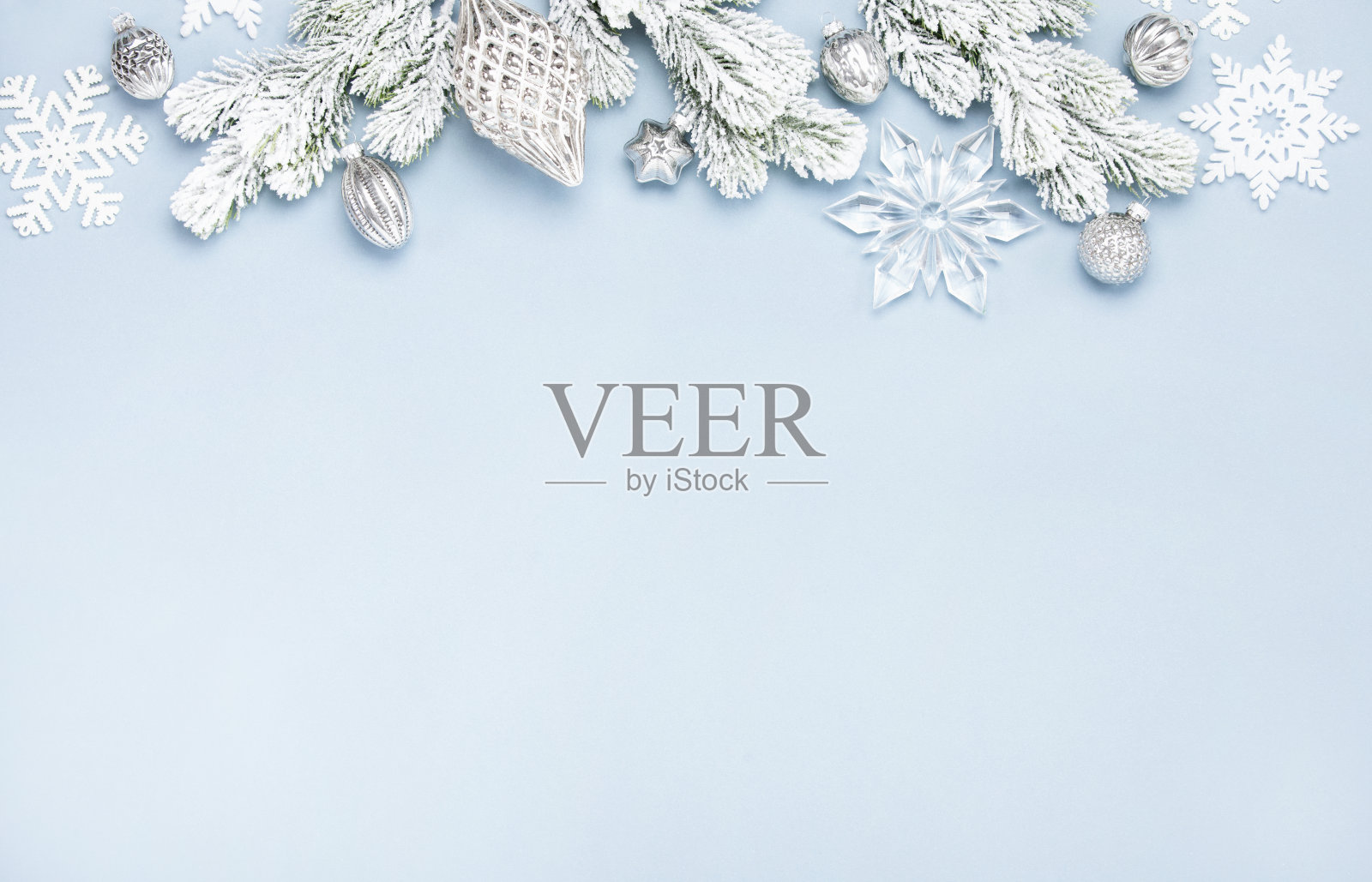 圣诞或银色装饰的圣诞背景照片摄影图片