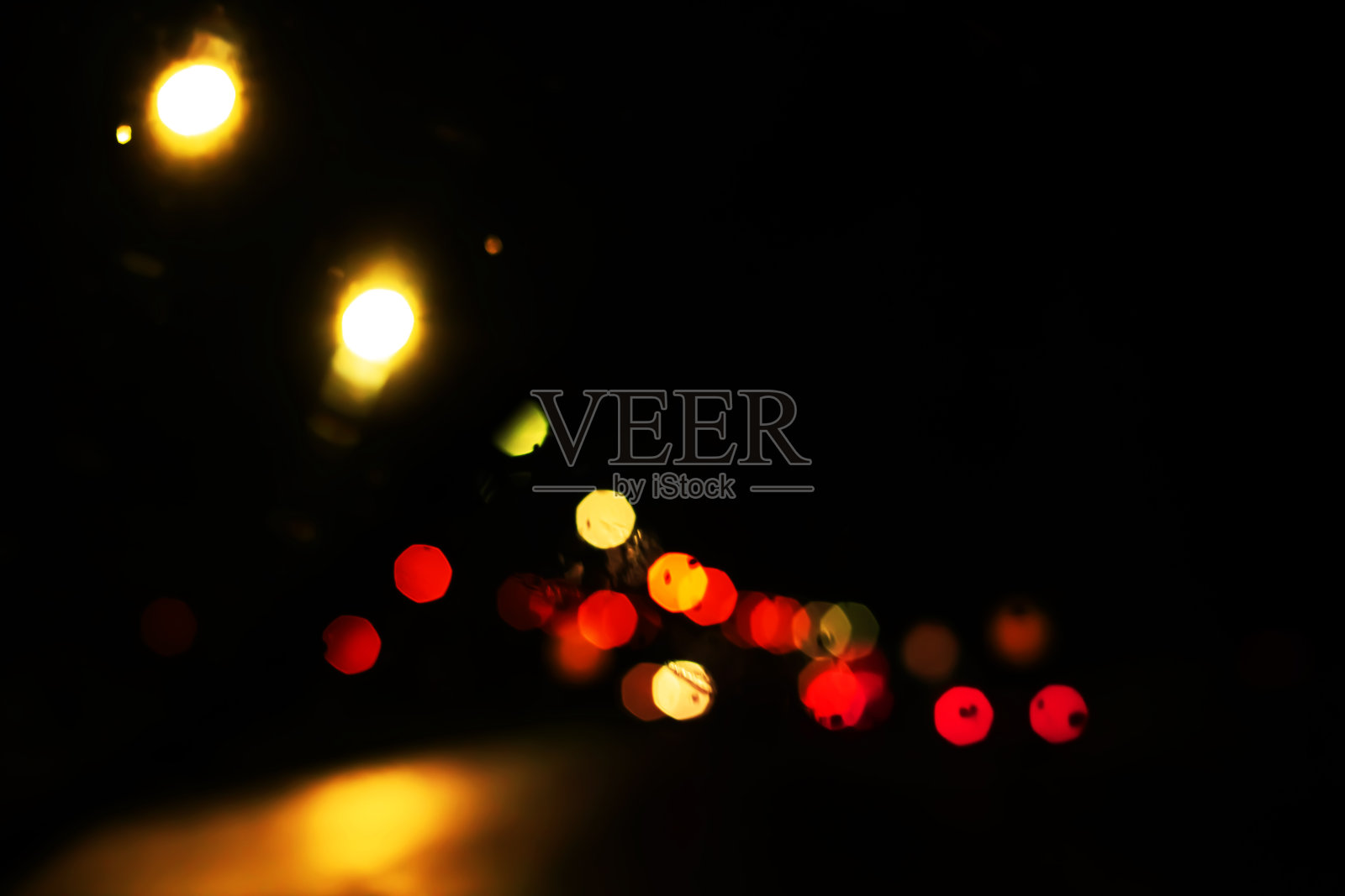 夜间道路灯模糊背景或纹理照片摄影图片