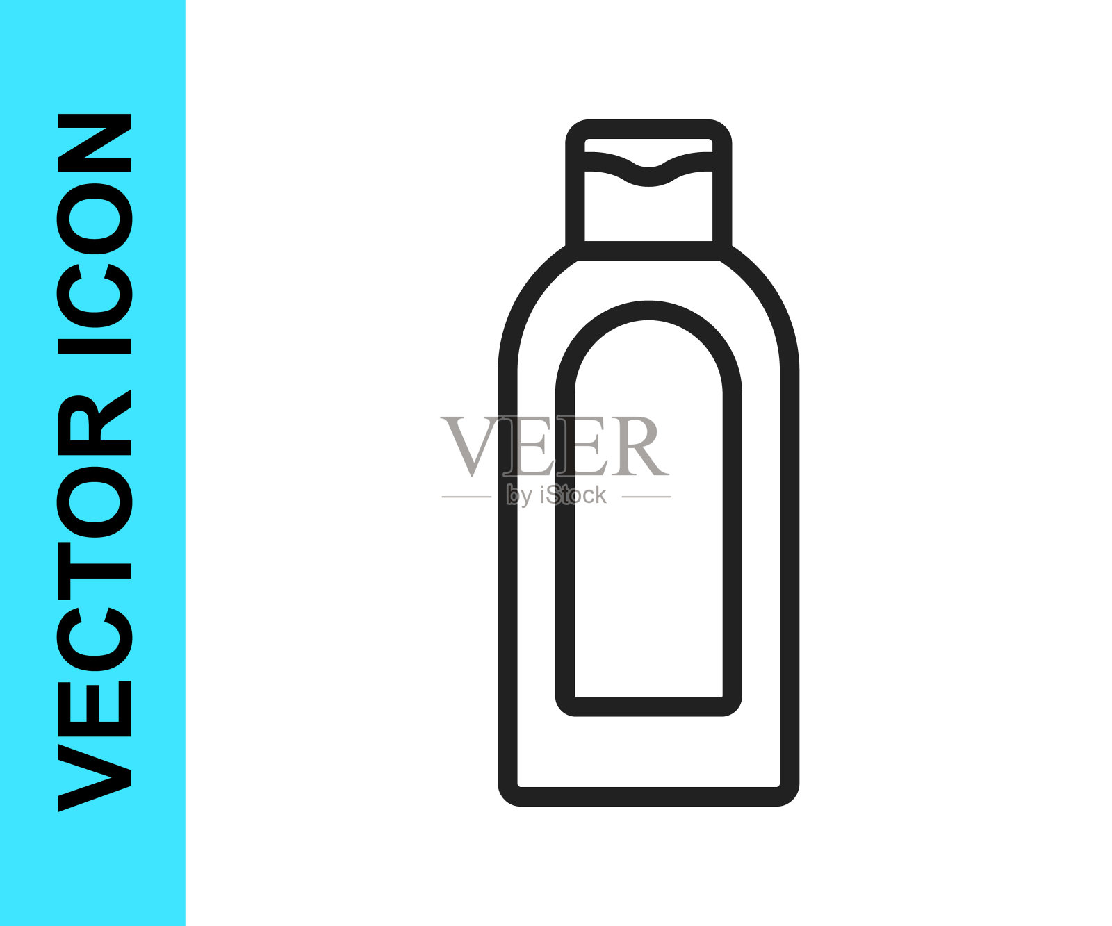 黑线洗发水瓶图标隔离在白色背景。向量图标素材