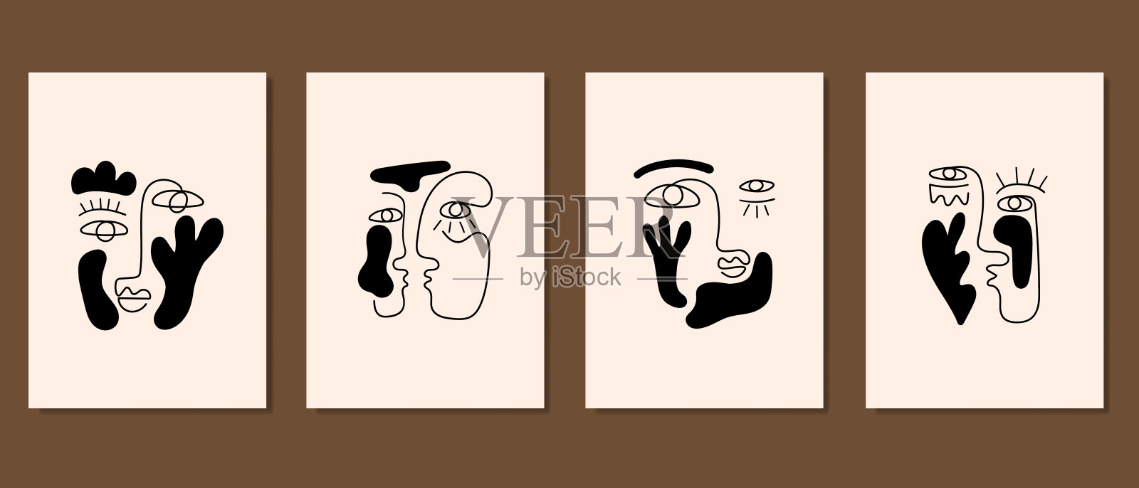 一套创造性极简主义手绘插图。插画图片素材