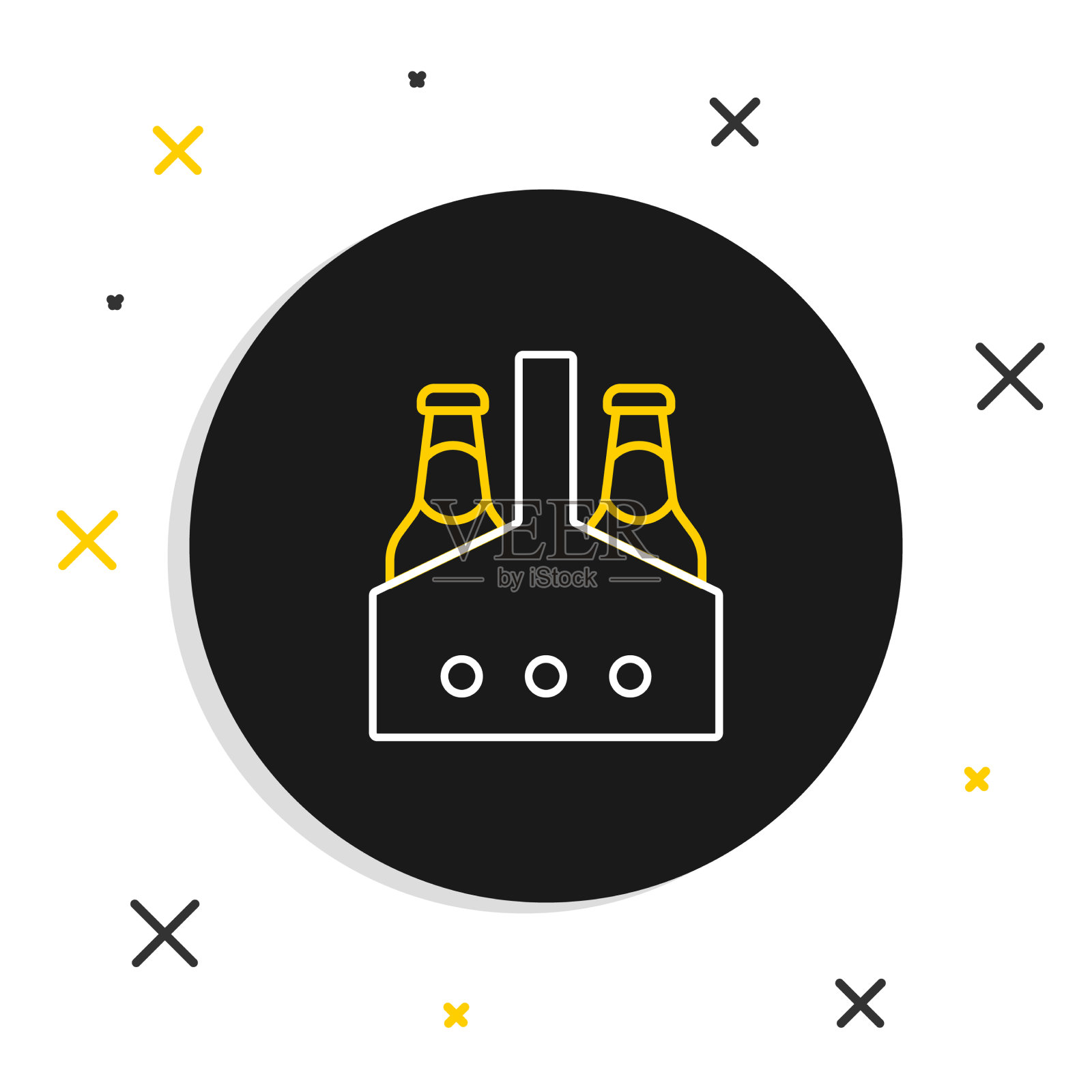 线包装的啤酒瓶图标孤立在白色图标素材