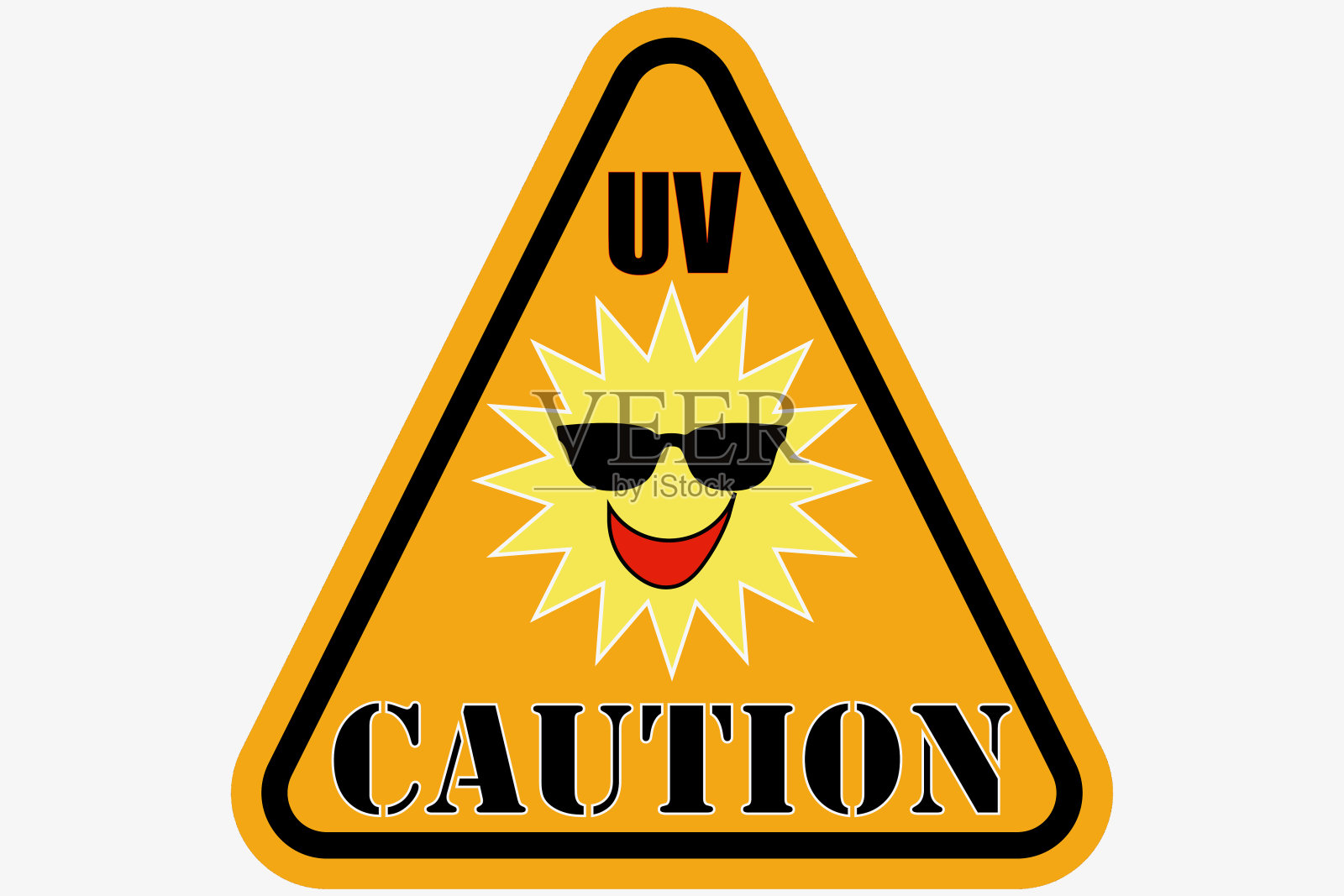 紫外线警告三角形标志插画图片素材