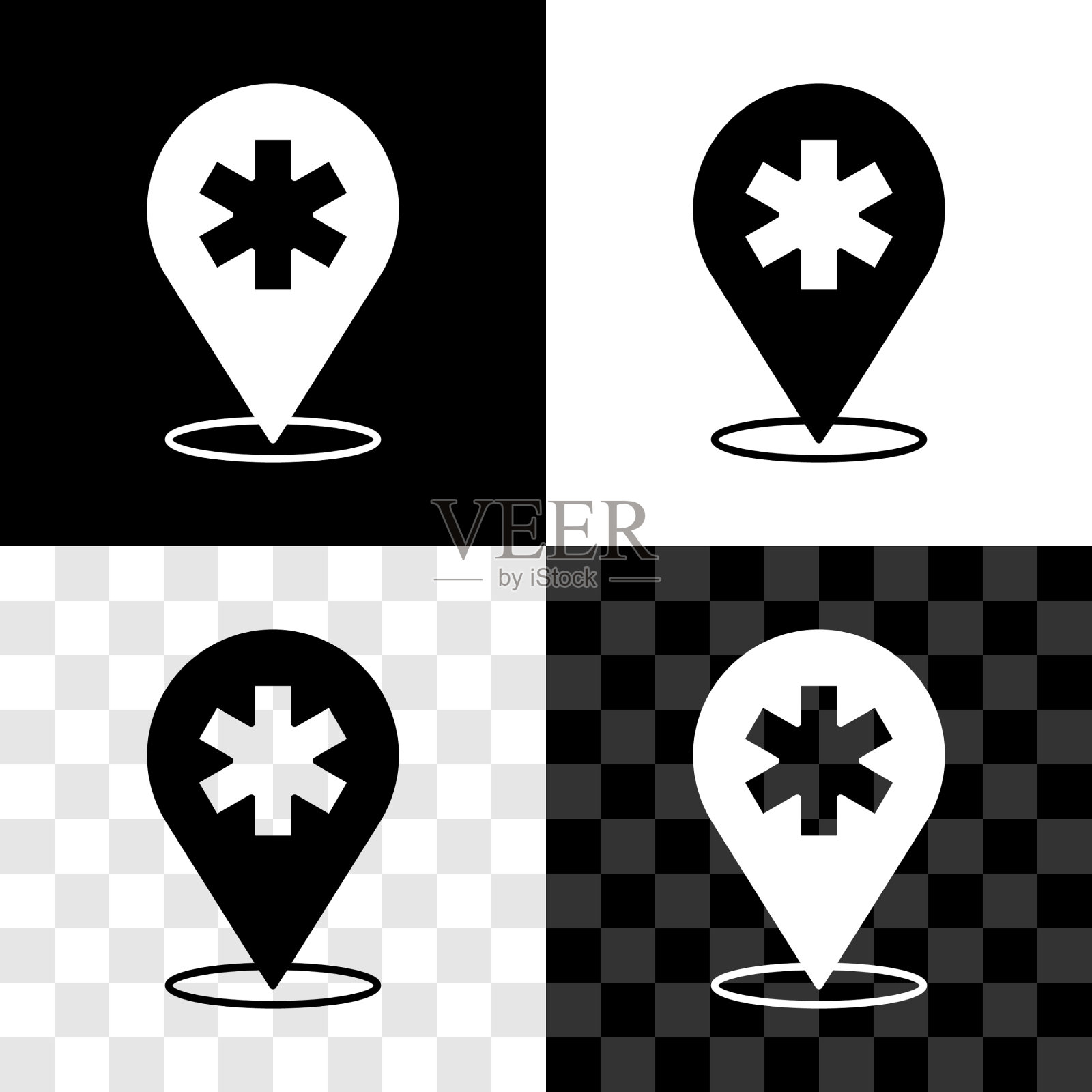 用十字医院图标设置医疗地图指针图标素材