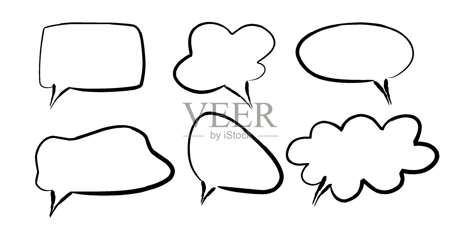 用于文本的卡通框架,手绘的语音气泡插画图片素材