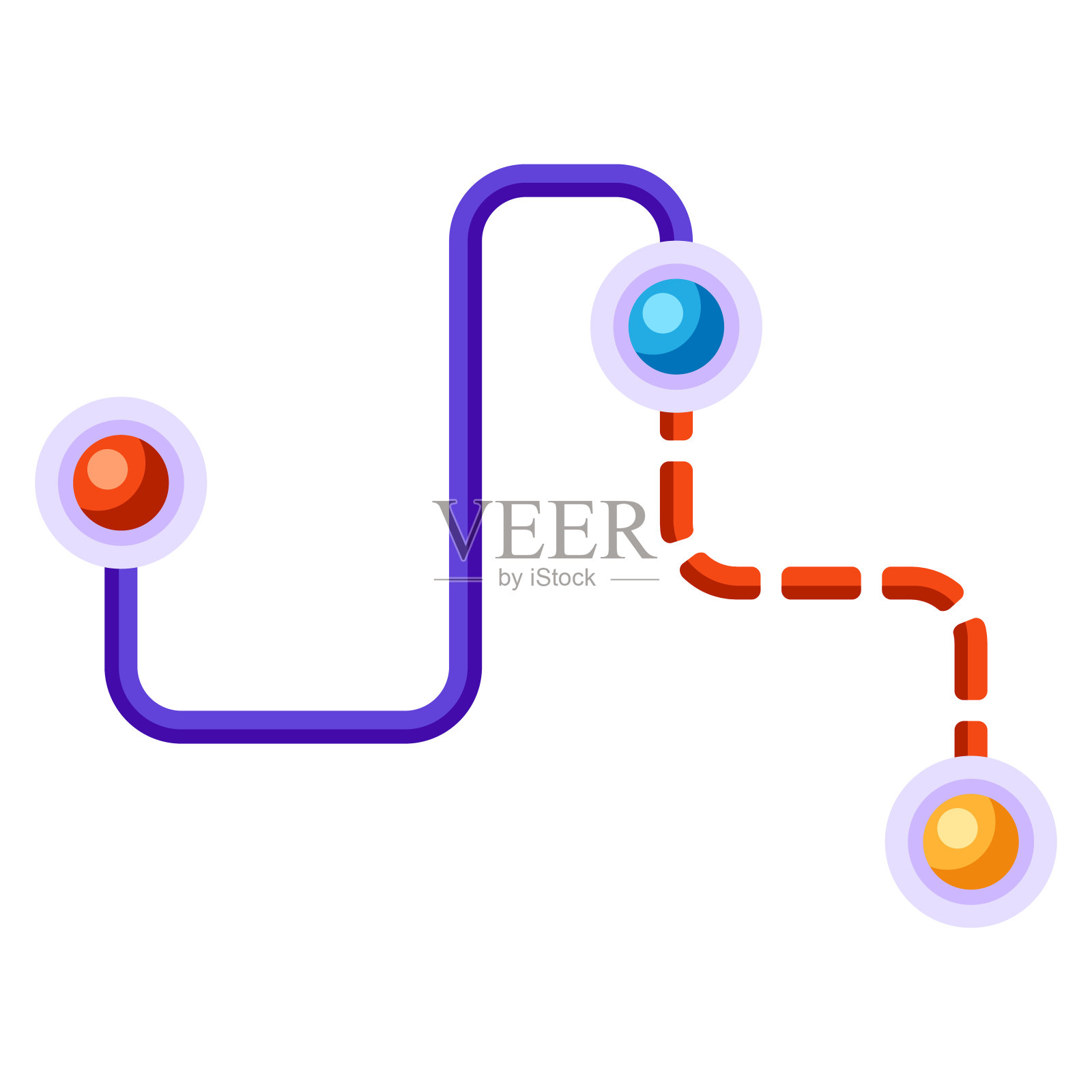 背景设计与路径之间的点。旅行或旅行的说明。为地理和制图学,旅行和旅游的图像。插画图片素材