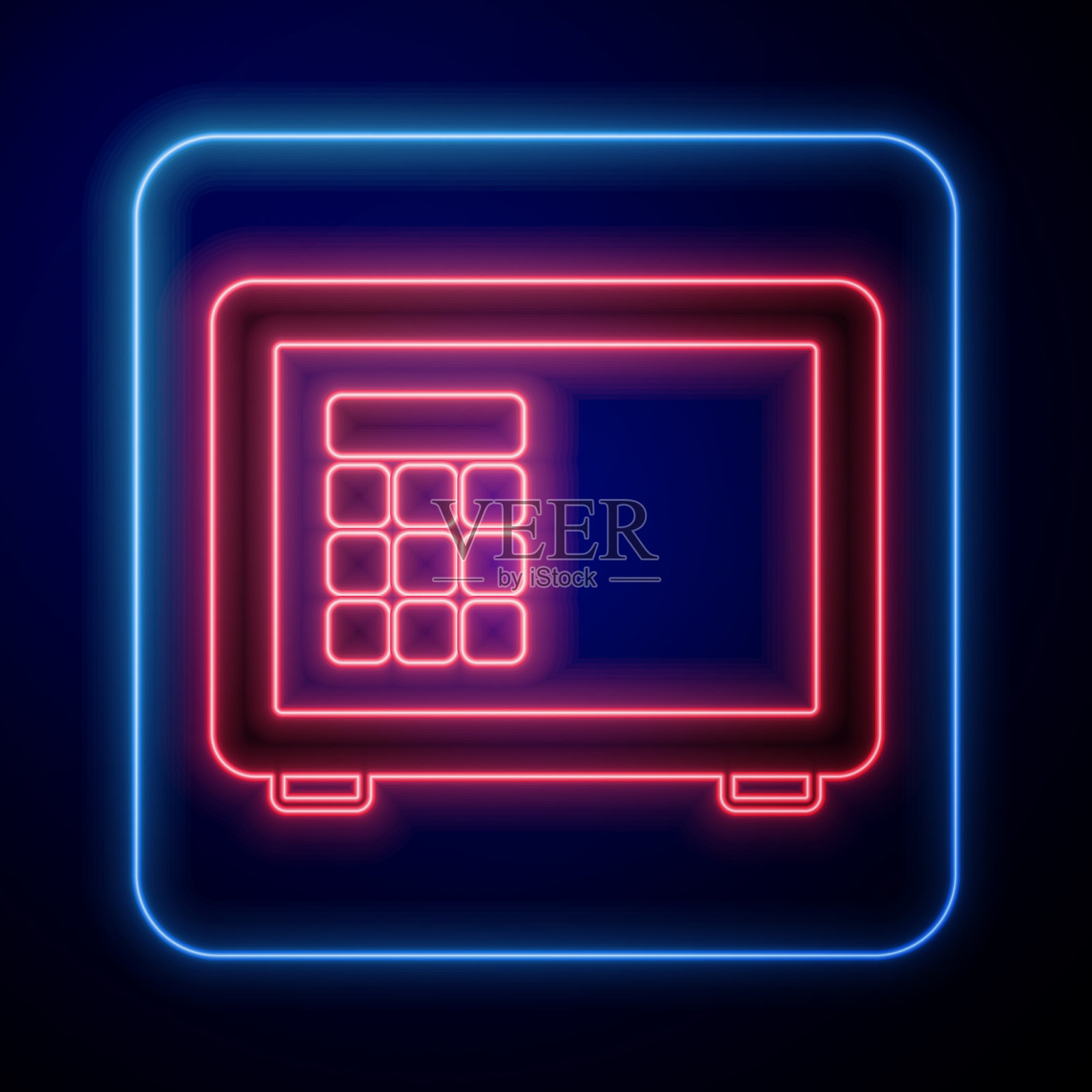 发光的霓虹灯安全图标孤立在黑色插画图片素材