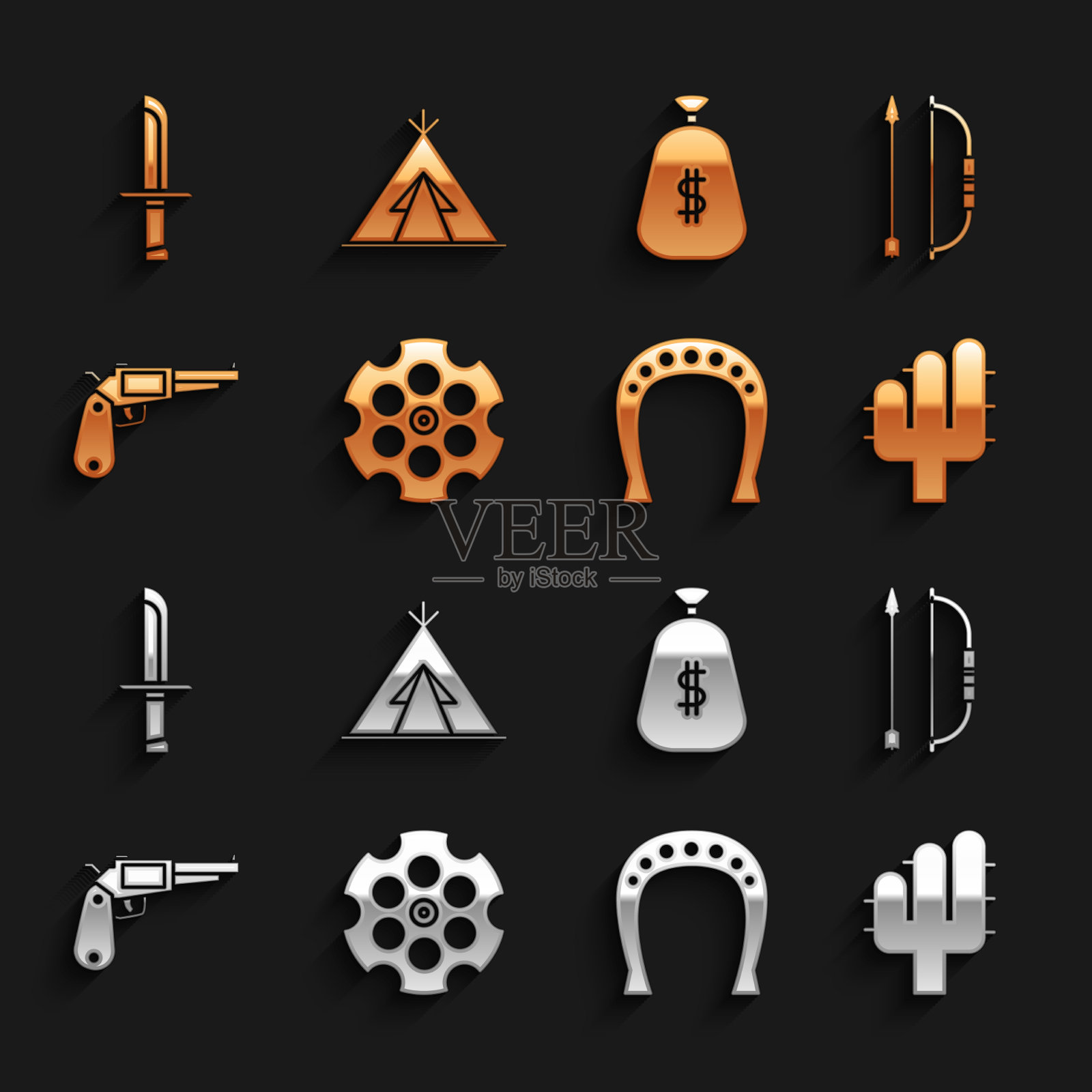 设置左轮筒弓和箭袋图标素材