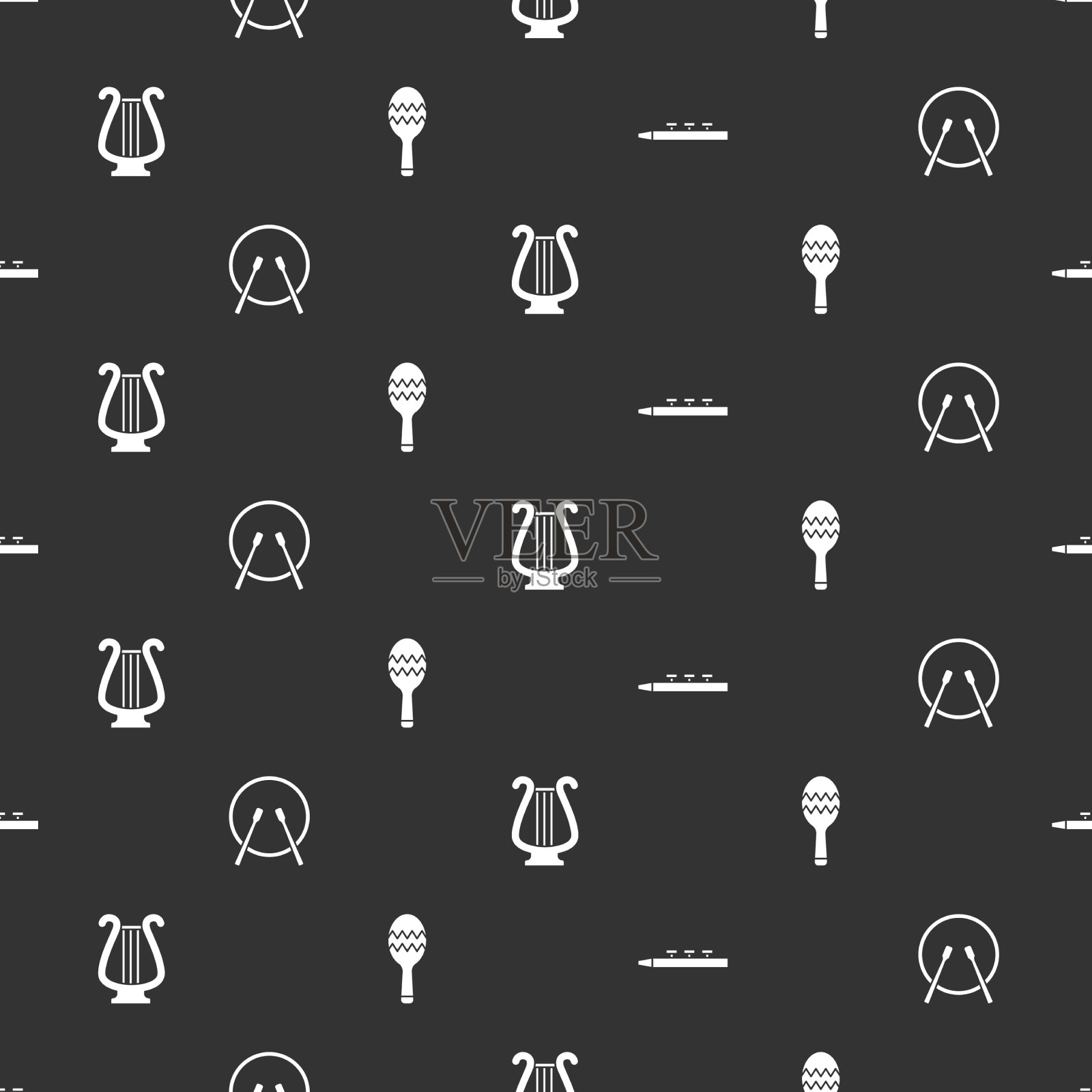 架鼓和鼓棍,还有古七弦琴图标素材