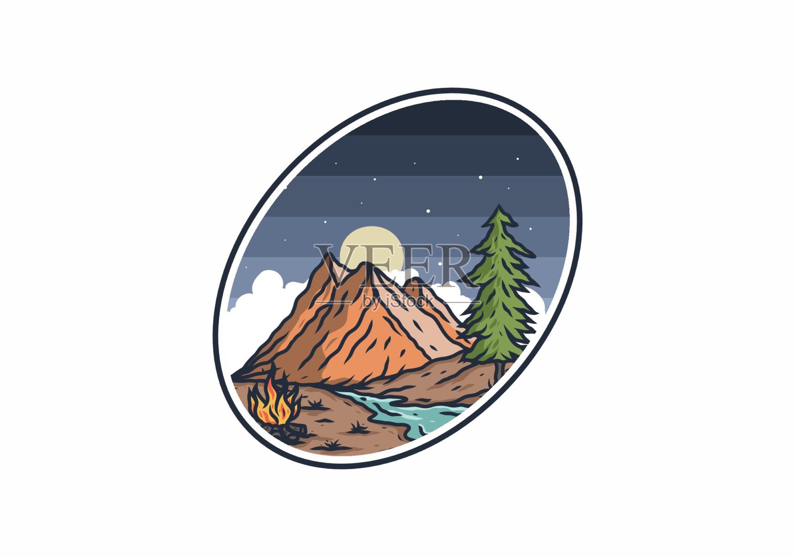 河山插画设计插画图片素材