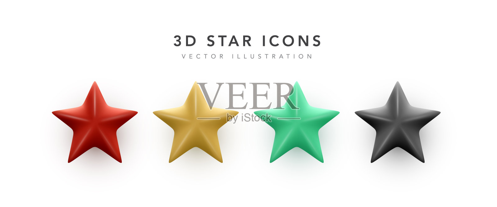 集3d现实的星星图标孤立在白色背景。矢量图插画图片素材