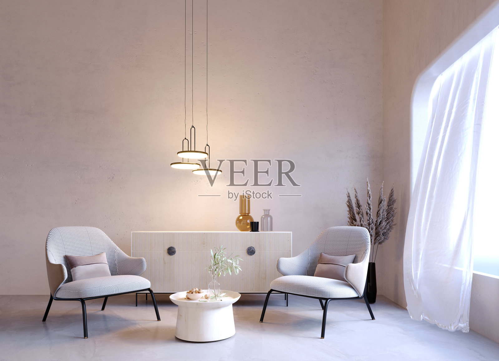 餐具柜和中心桌子的木材。照片摄影图片