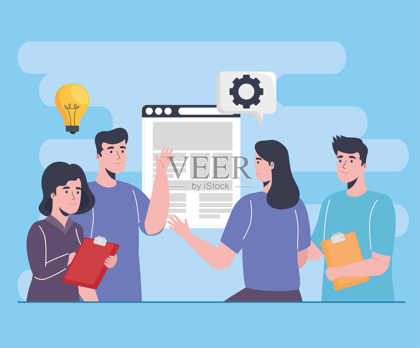 有网页的商界人士插画图片素材