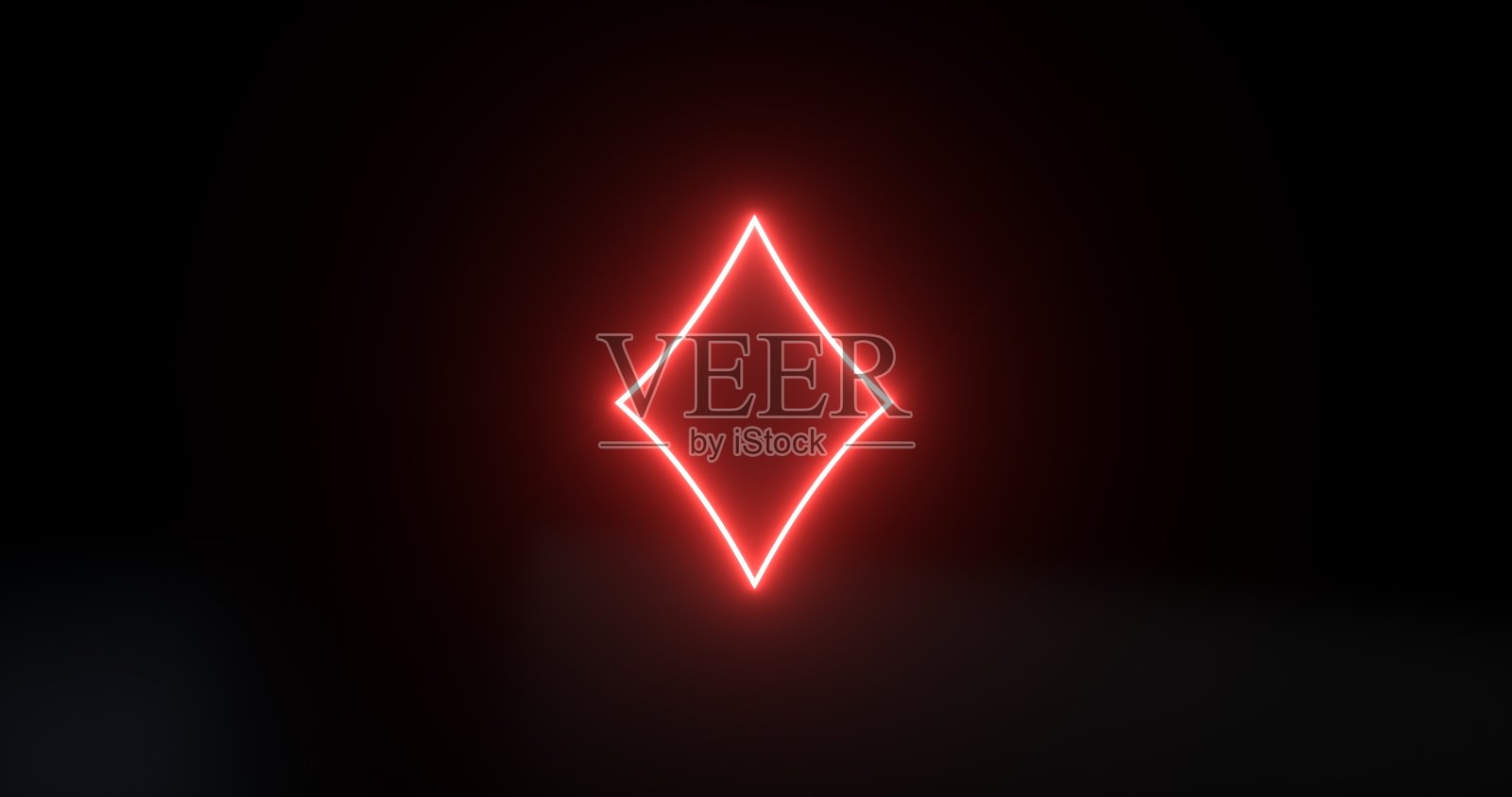 现代黑色和霓虹灯红牌钻石符号- 3D插图照片摄影图片