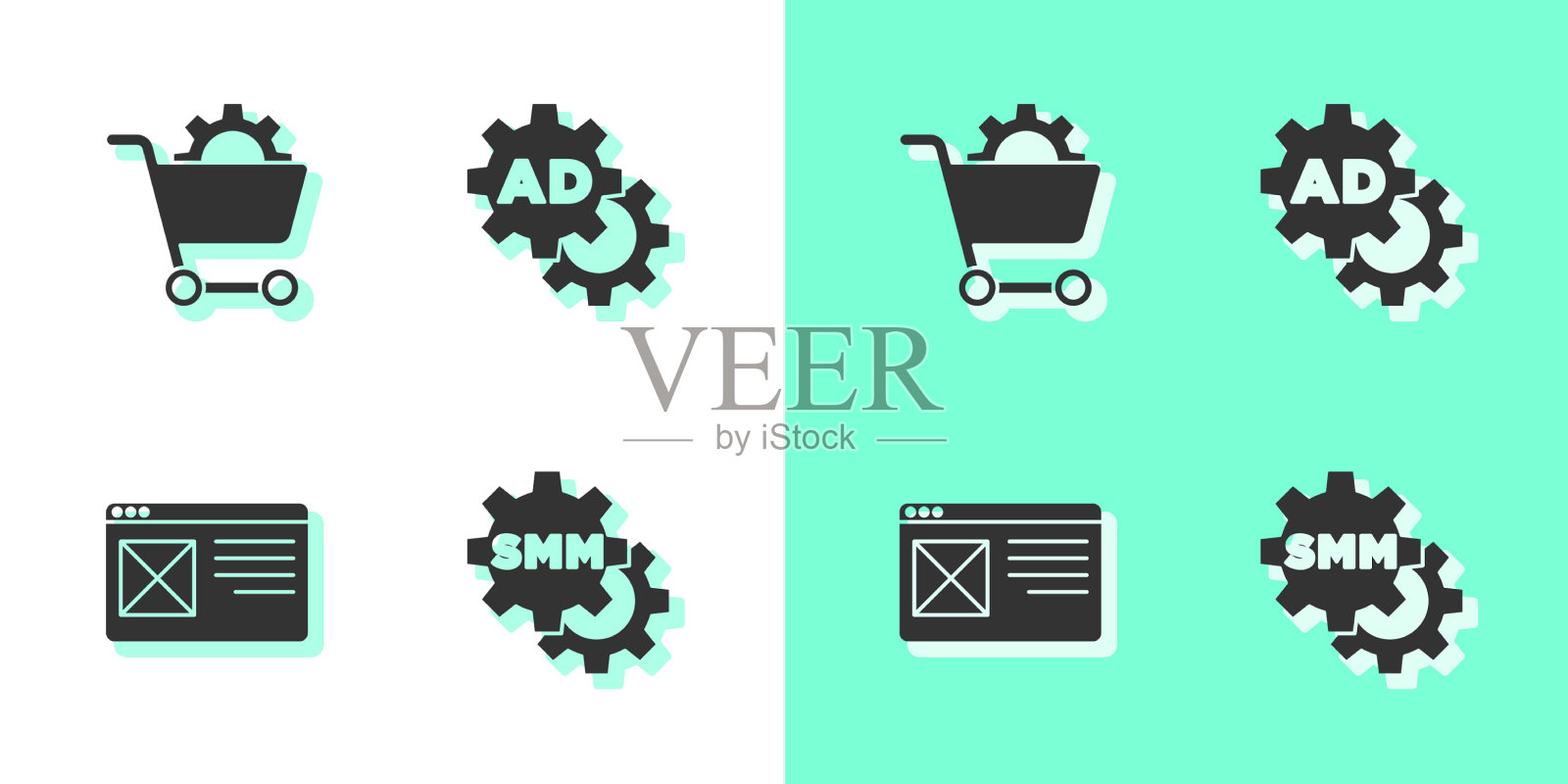 设置社交媒体营销购物车浏览器图标素材