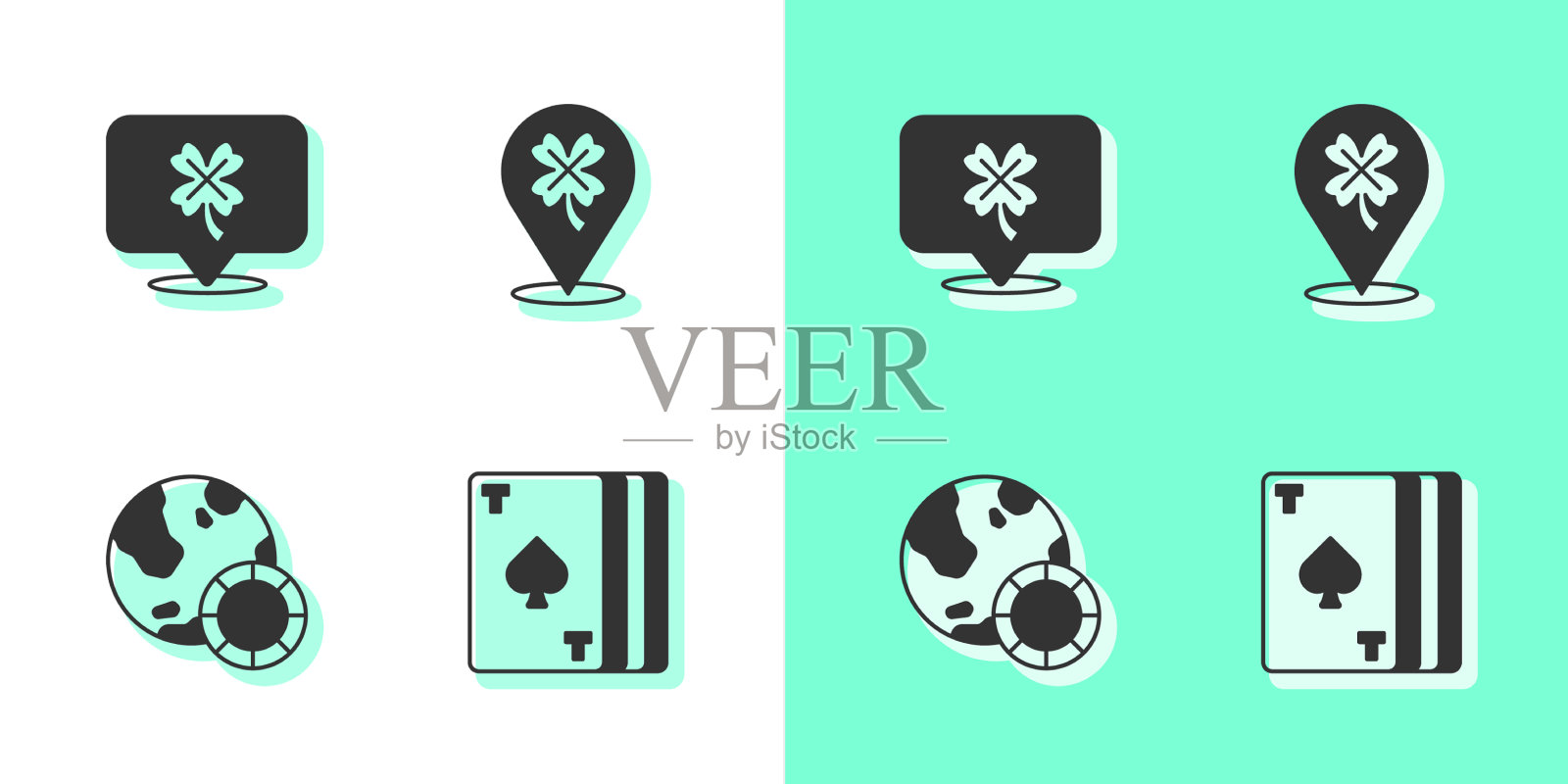 一套打赌场老虎机的纸牌图标素材