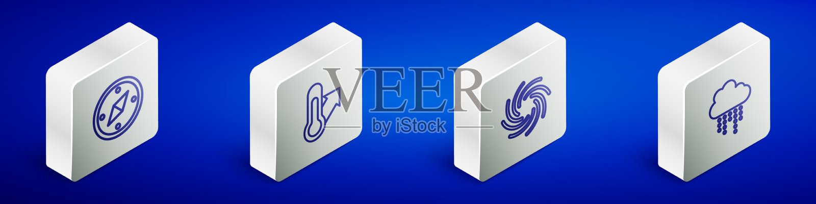 设置气象学等距线罗盘图标素材