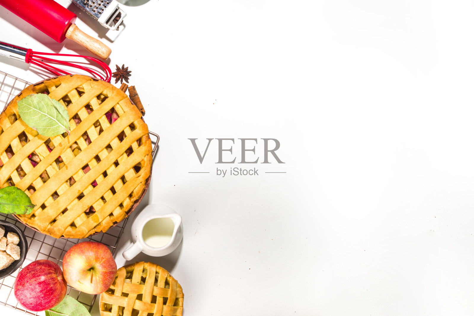 秋季派和蛋糕烘烤背景照片摄影图片