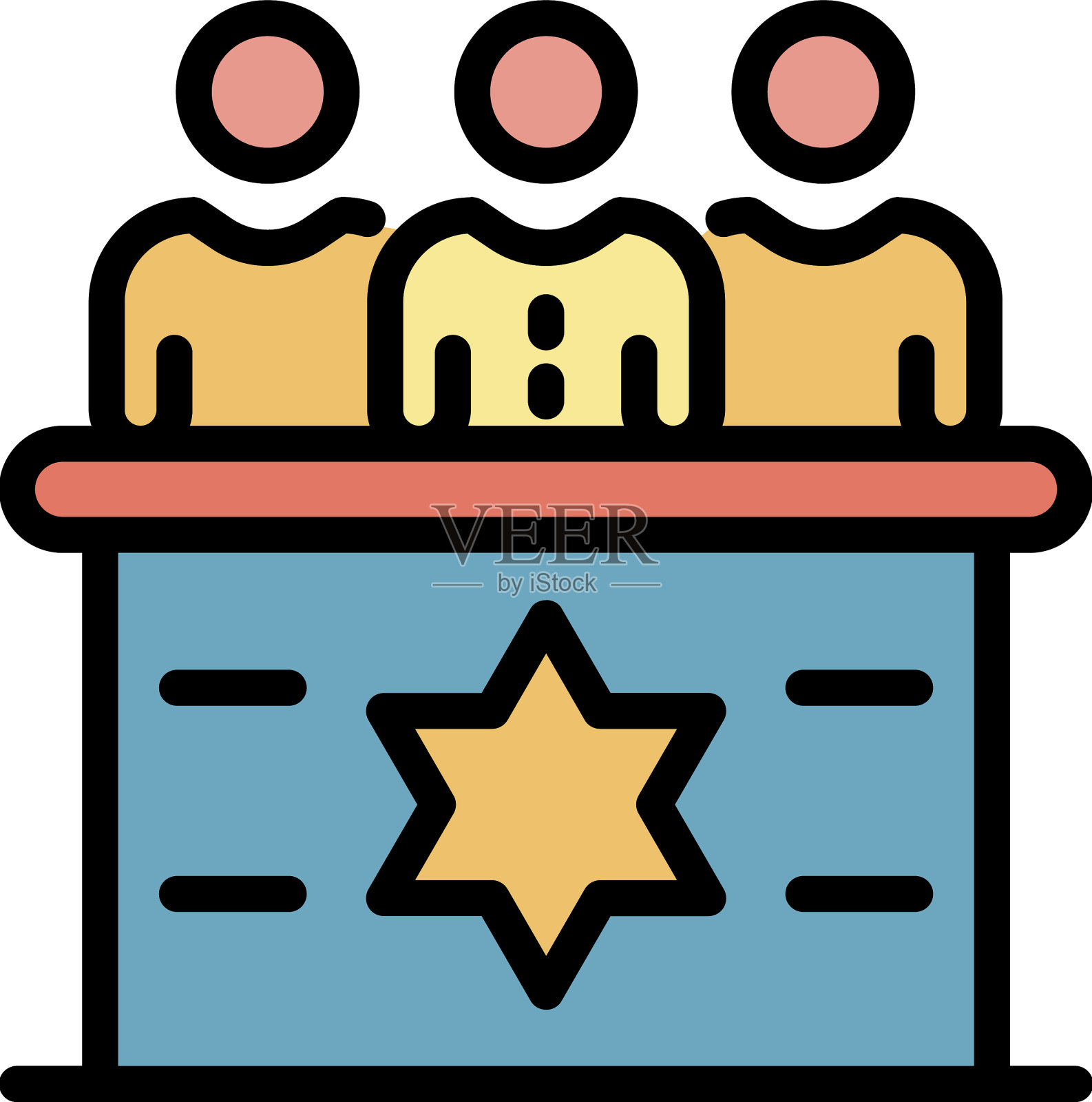 警察会议发言人图标颜色大纲插画图片素材