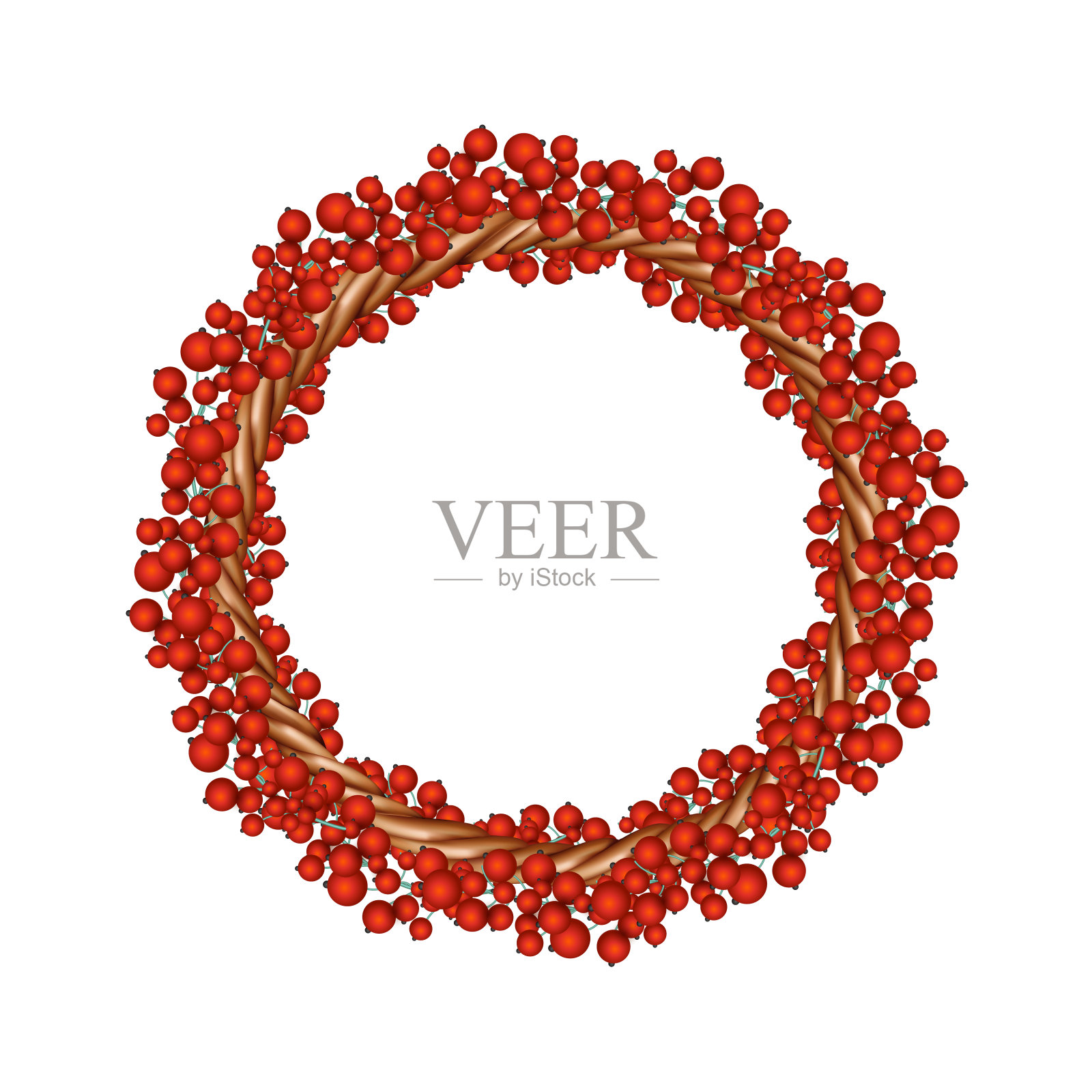 美丽的荚蒾冬季花环孤立在白色背景上。矢量图插画图片素材