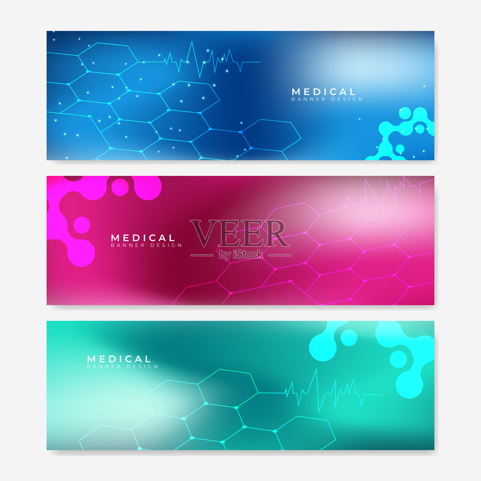 摘要医学背景具有六边形结构形状。技术技术网banner背景。摘要向量背景。科学、医学、创新技术理念。插画图片素材