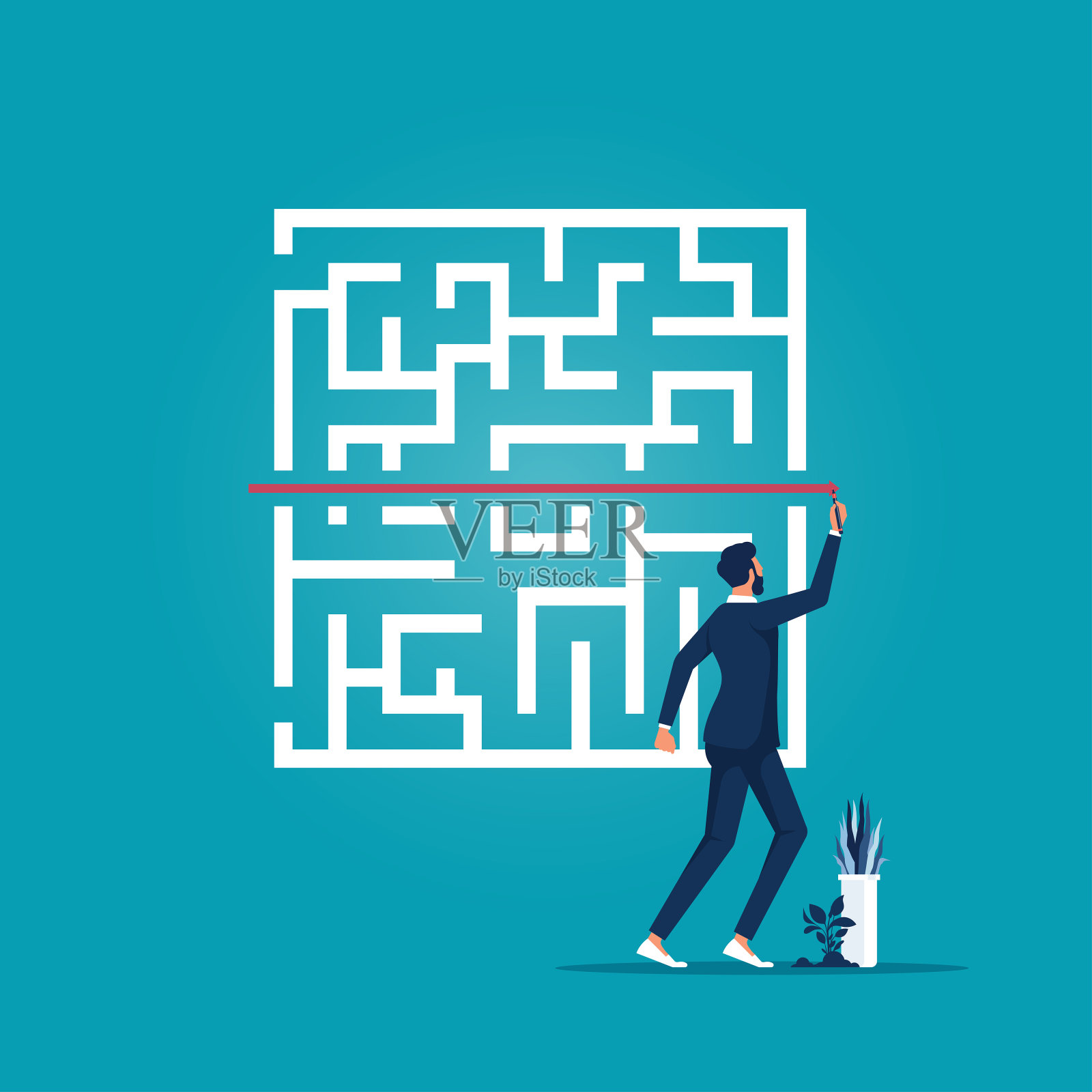 以成功解决商业问题的理念插画图片素材