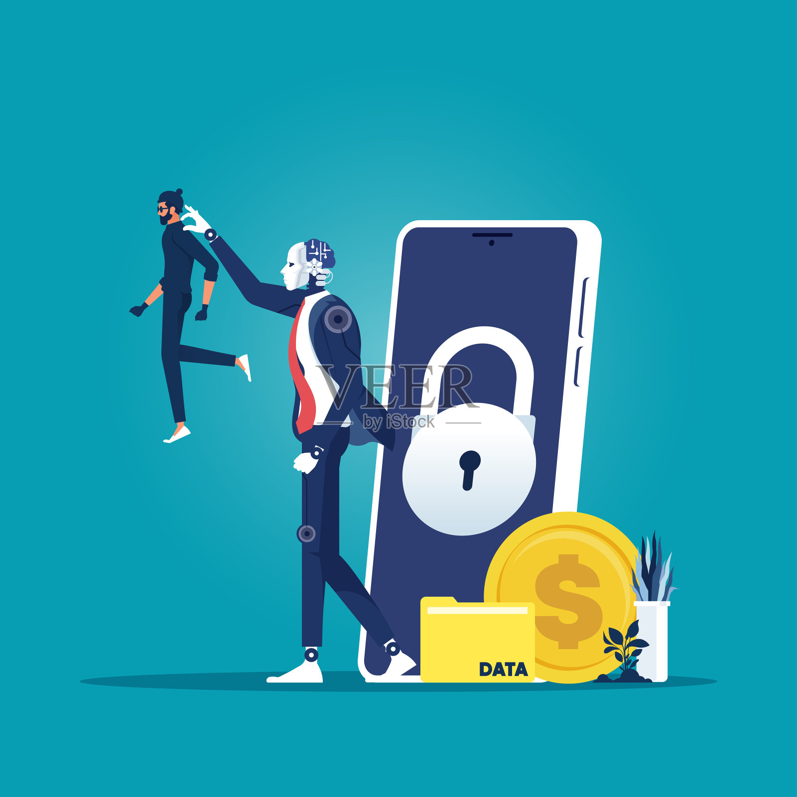 移动安全概念插画图片素材