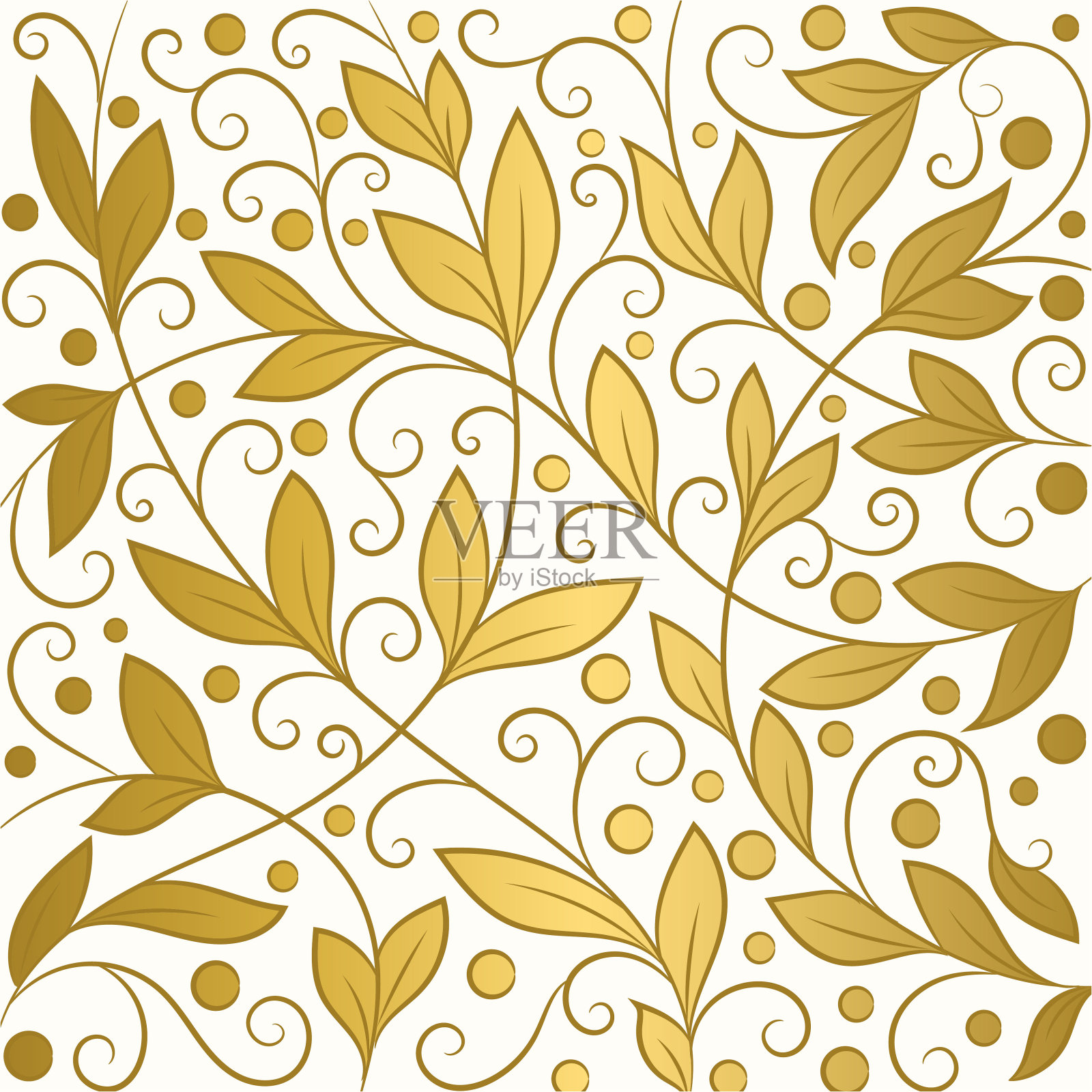 金色和白色的叶子背景。向量装饰模式。佩斯利的元素。非常适合织物,邀请,墙纸,装饰,包装或任何想要的想法。插画图片素材